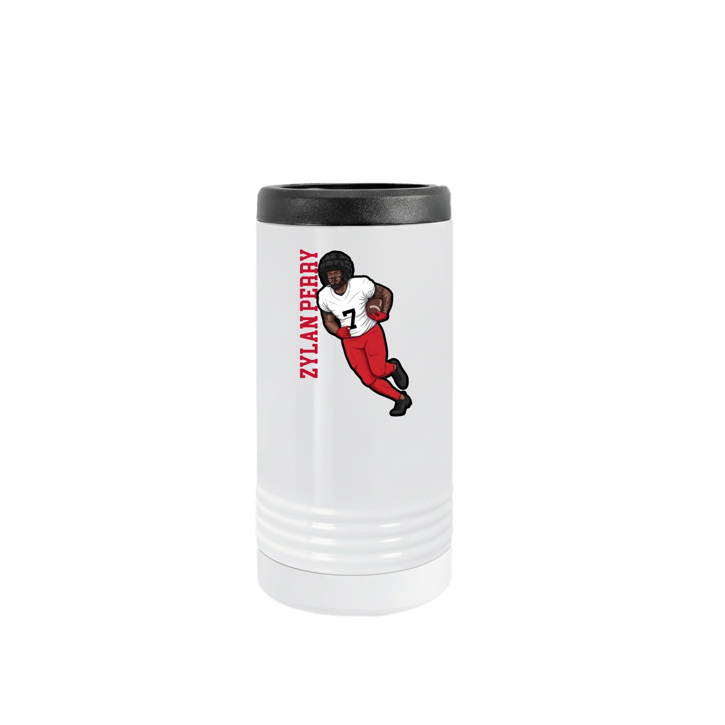 Slim Beverage Holder — Name Vertical in White