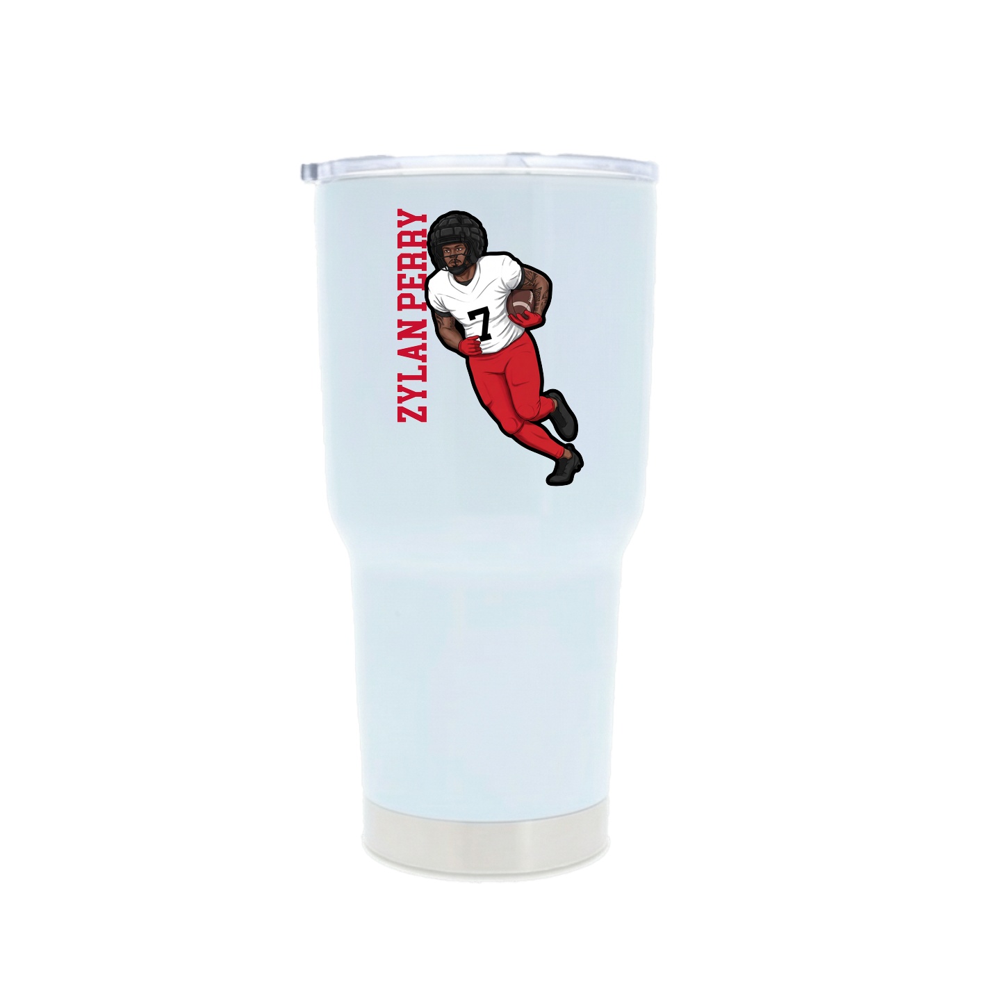 30oz Stainless Steel Tumbler — Name Vertical in White
