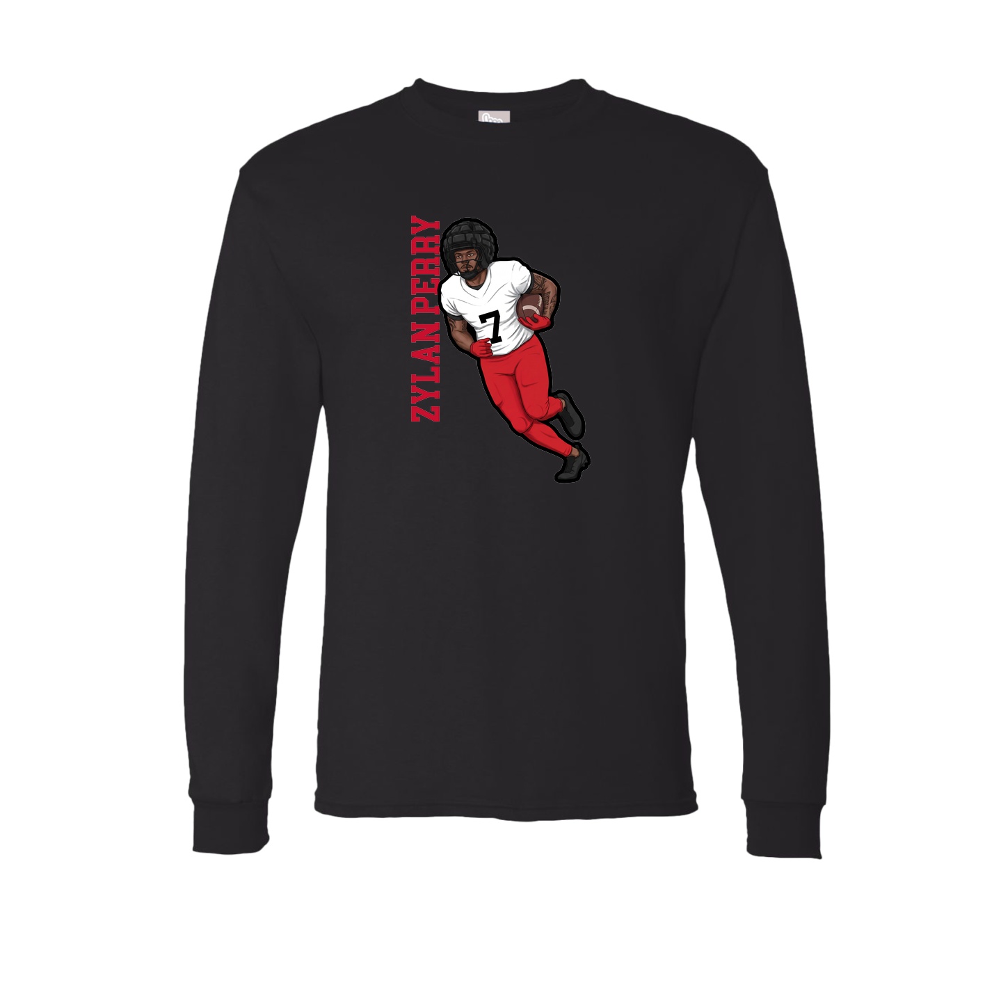 Long Sleeve Tee — Name Vertical in Black