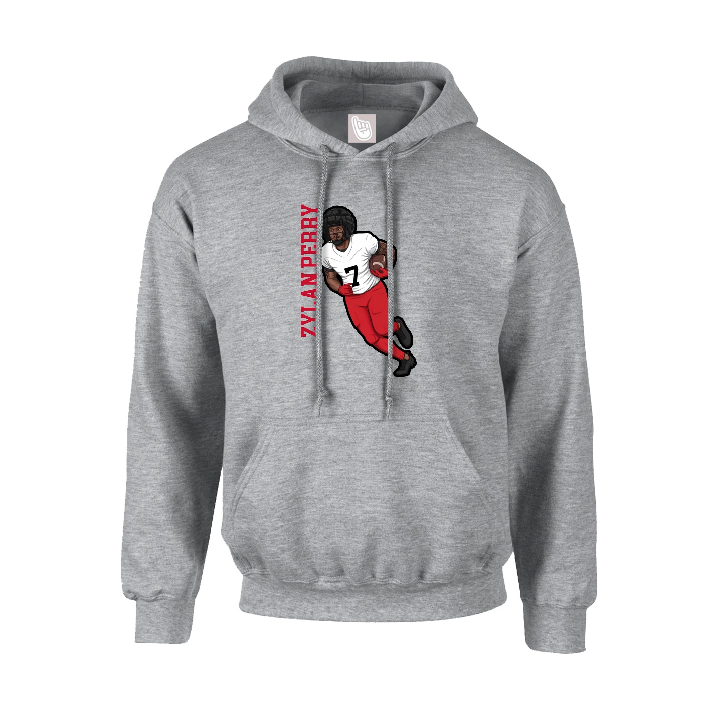 Youth Hoodie — Name Vertical in Grey