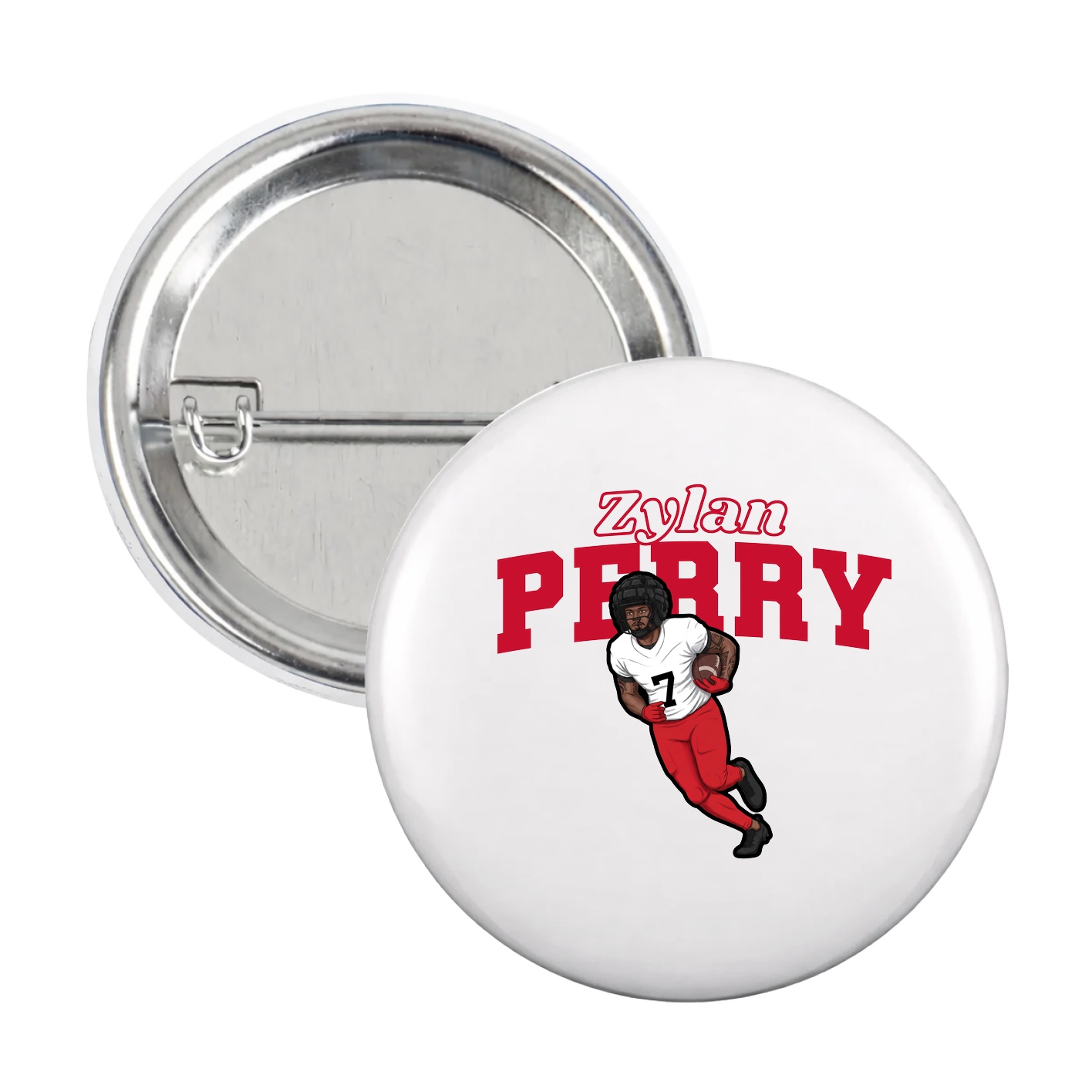 Game Day Button — Name Arch in White