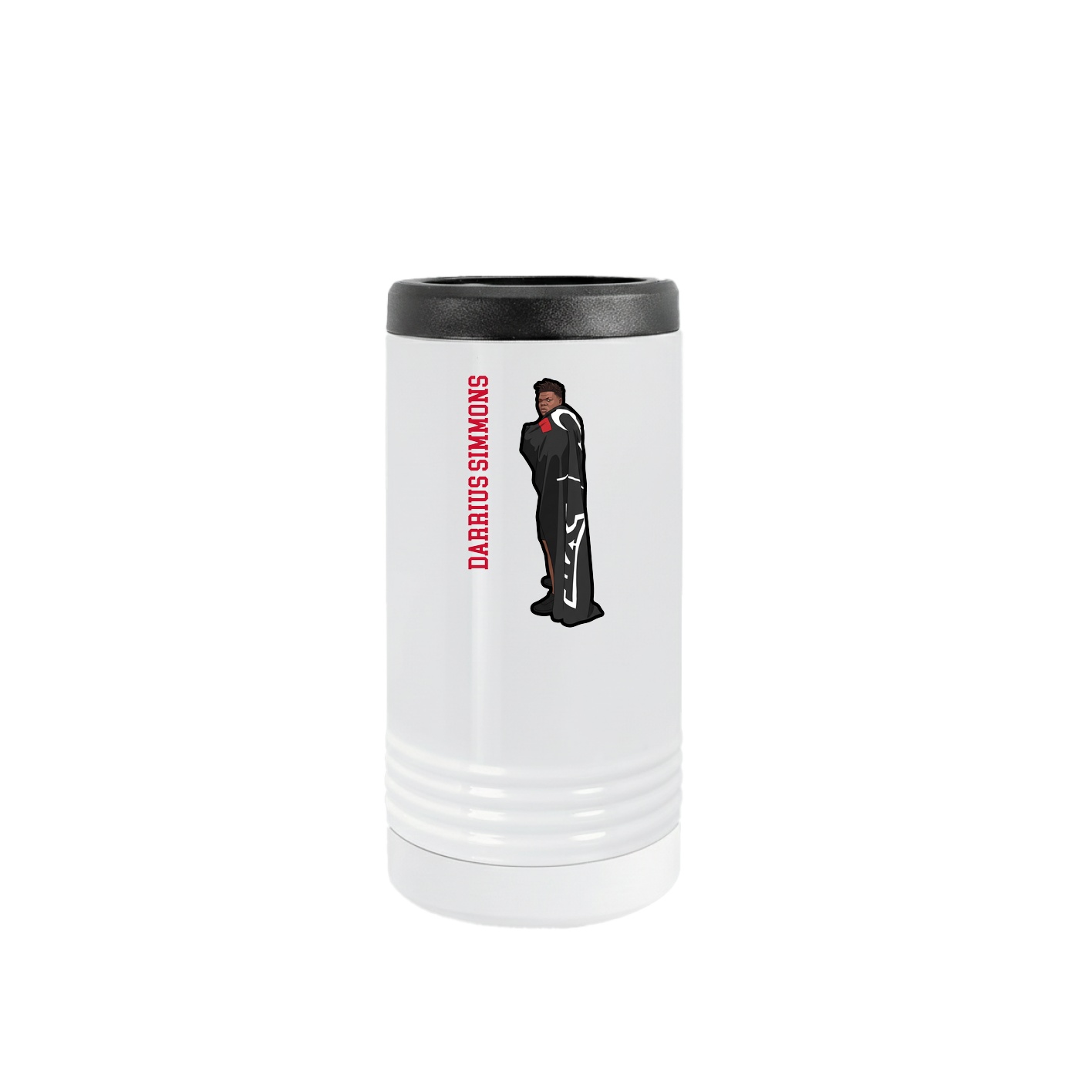 Slim Beverage Holder — Name Vertical in White