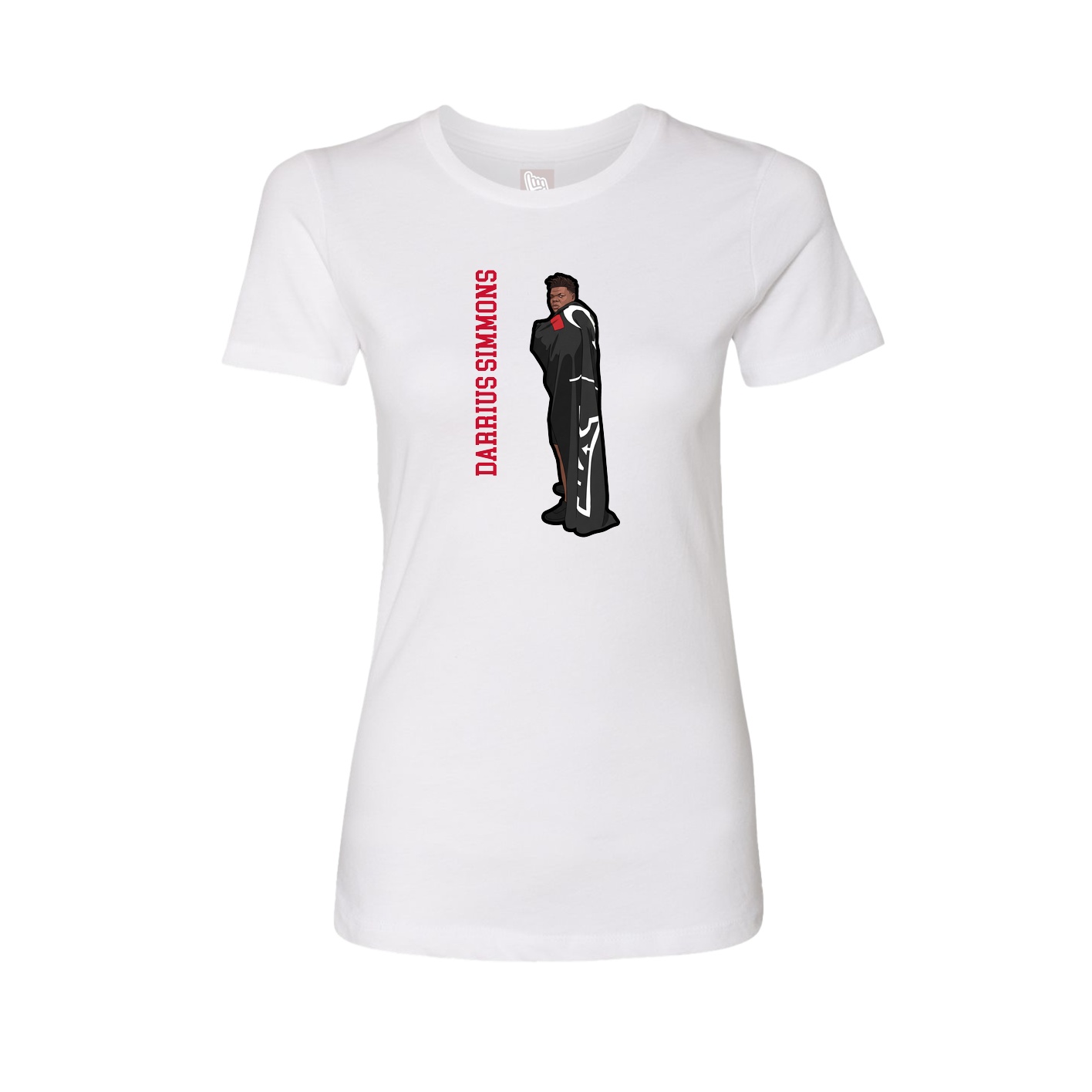 Fitted Women's Tee — Name Vertical in White