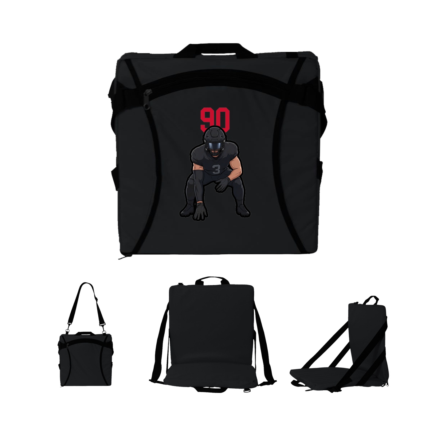 Folding Stadium Seat — Number Top in Black
