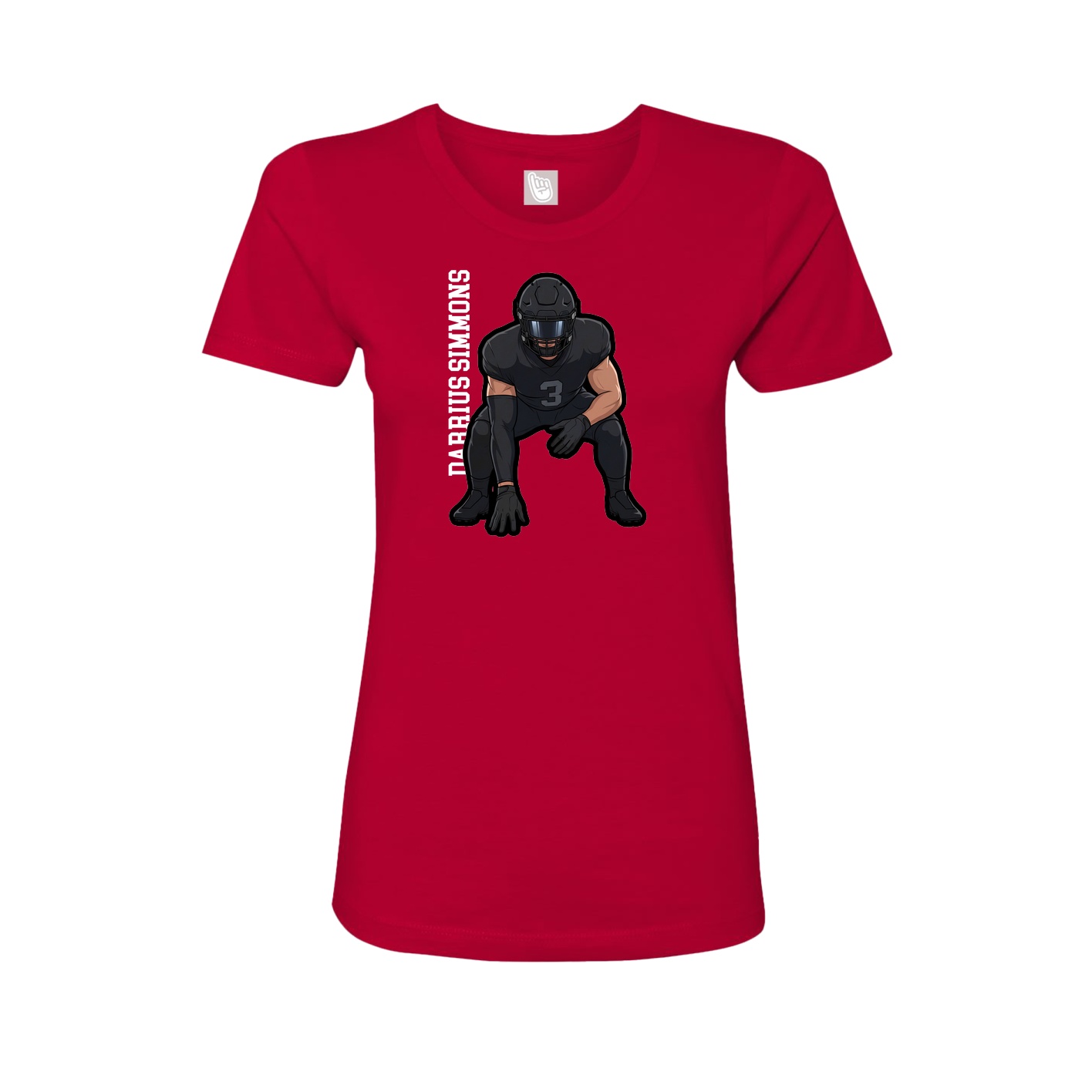 Fitted Women's Tee — Name Vertical in Red