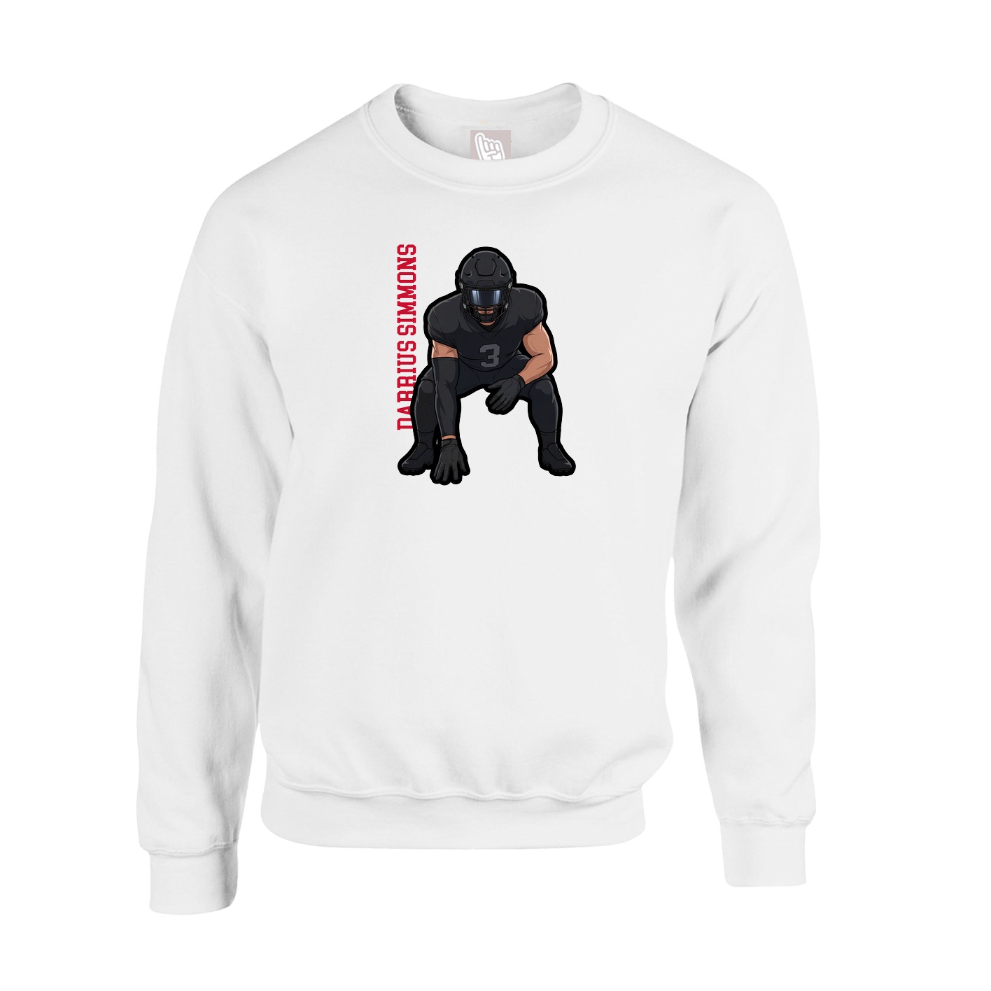 Fleece Crew — Name Vertical in White