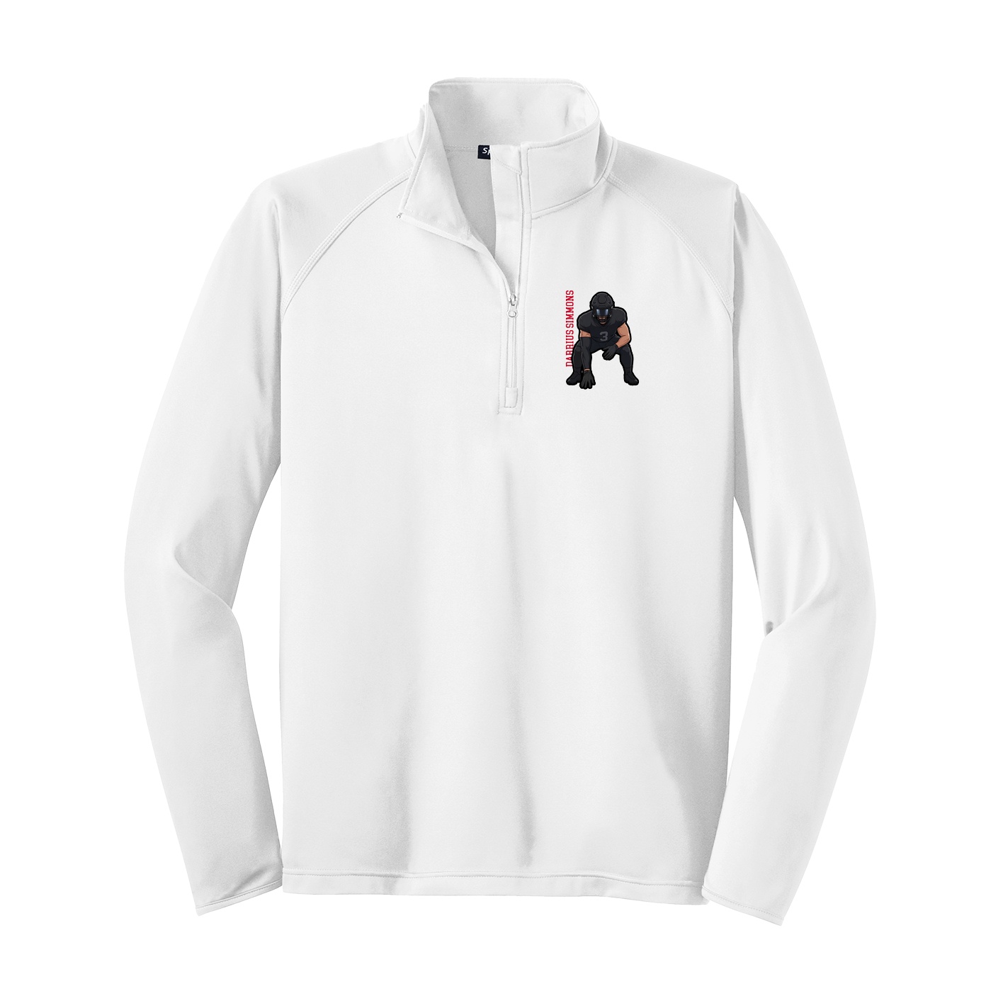 Q-Zip Pullover — Name Vertical in White