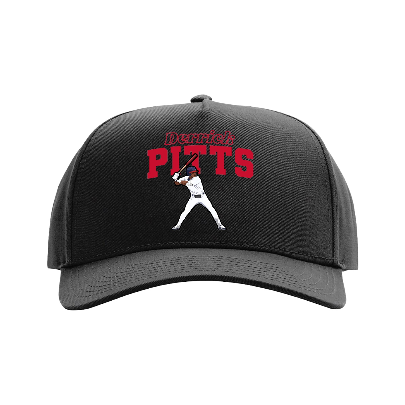 Full Fabric Five-Panel Champ Cap — Name Arch in Black