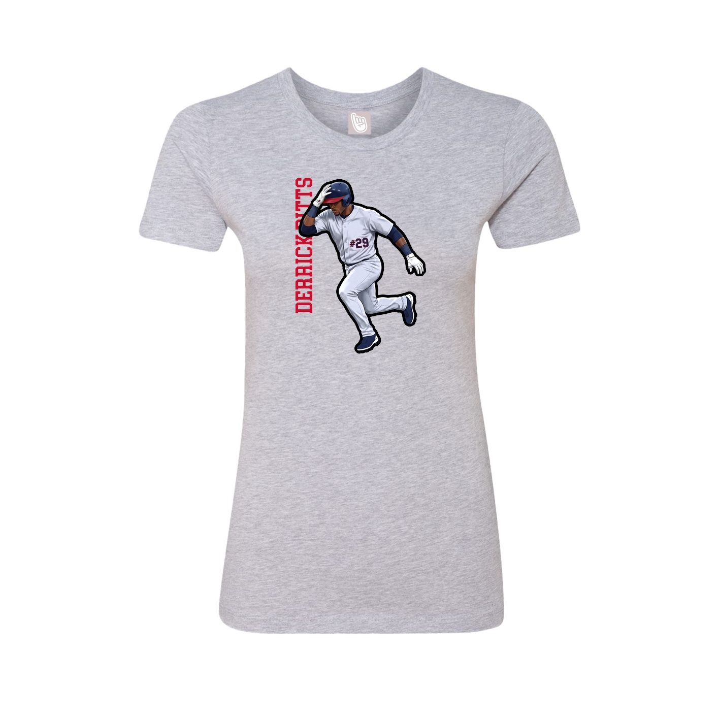 Fitted Women's Tee — Name Vertical in Grey