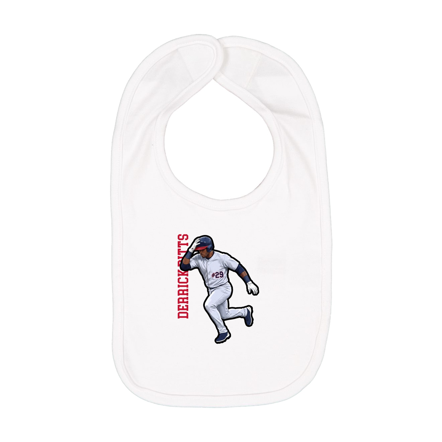 Infant Bib — Name Vertical in White