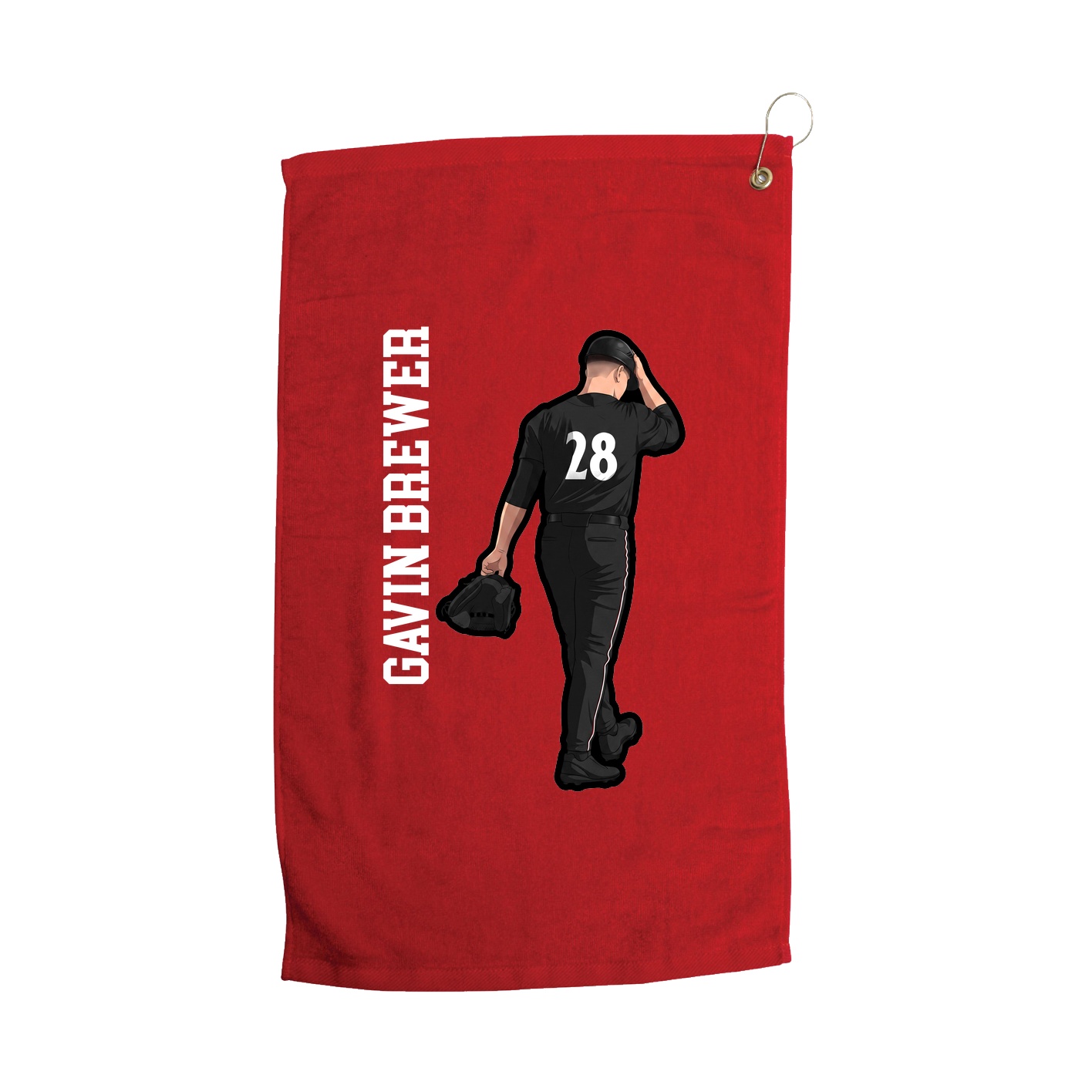 Golf Towel — Name Vertical in Red
