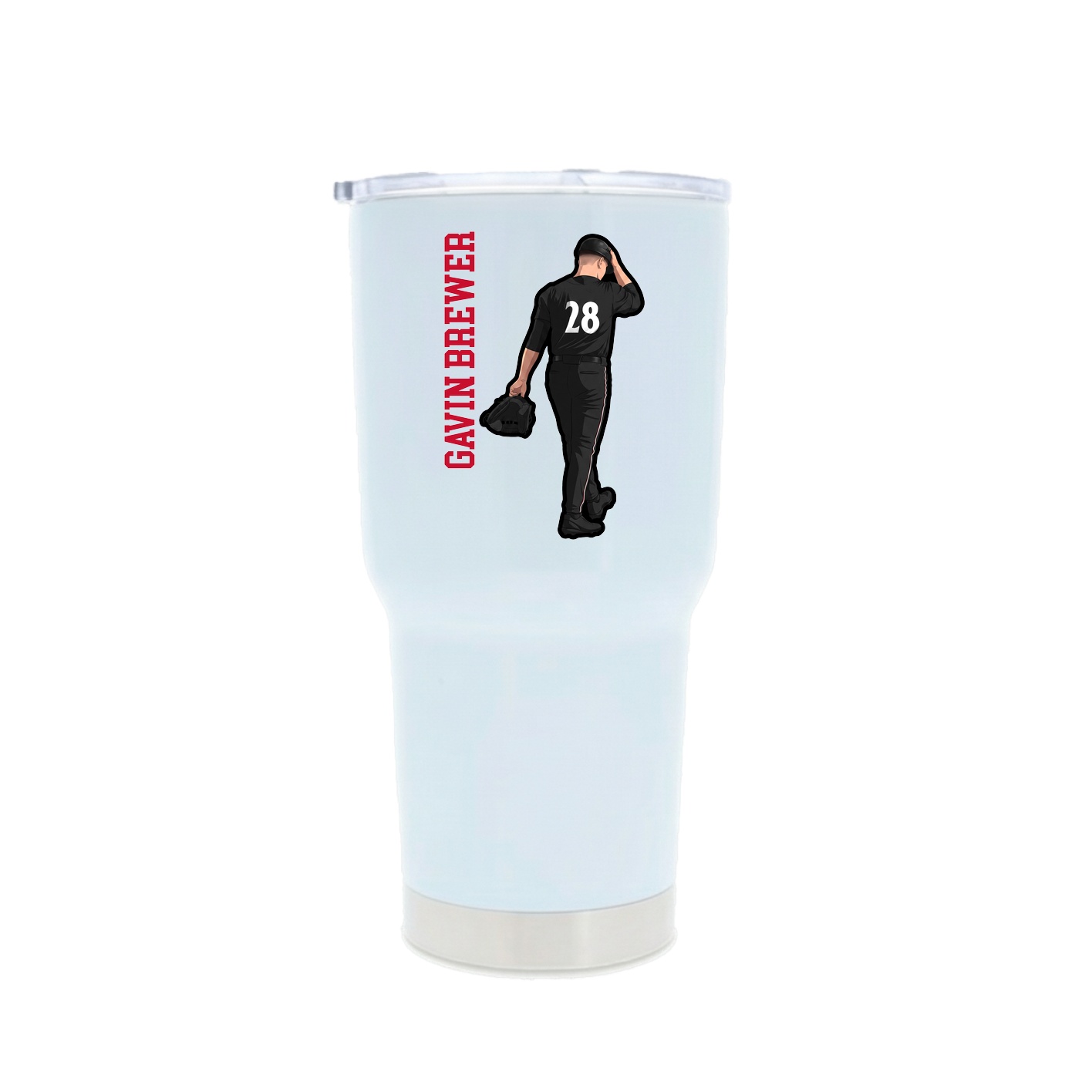 30oz Stainless Steel Tumbler — Name Vertical in White