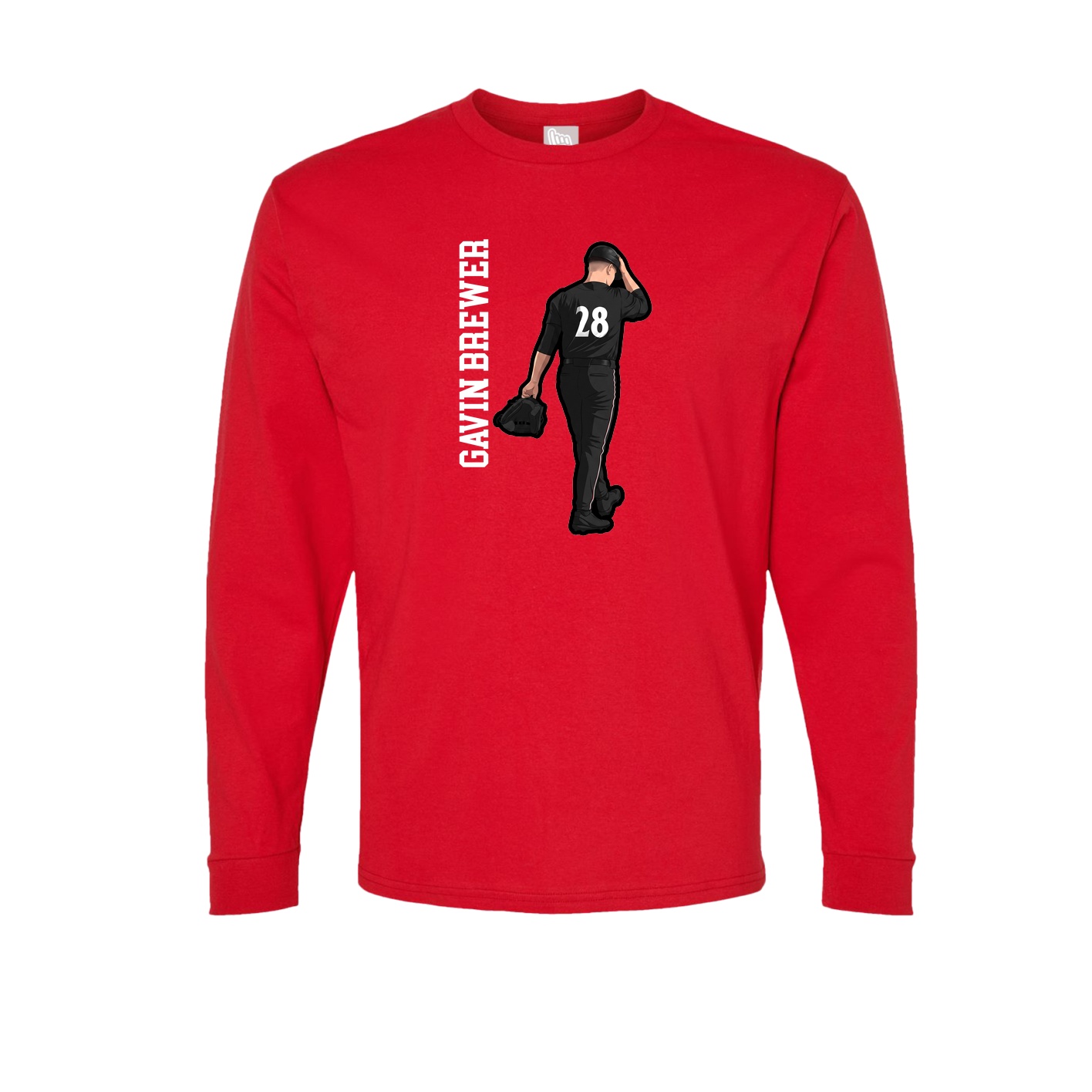 Long Sleeve Tee — Name Vertical in Red