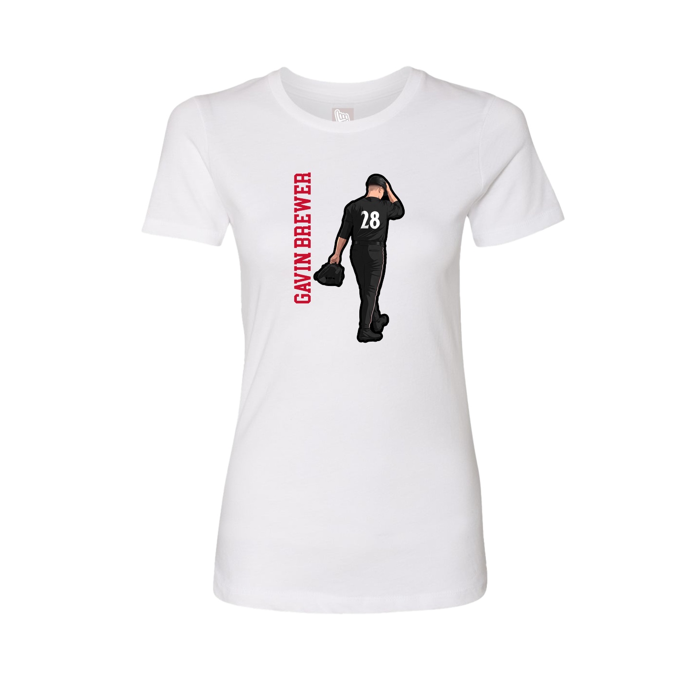 Fitted Women's Tee — Name Vertical in White