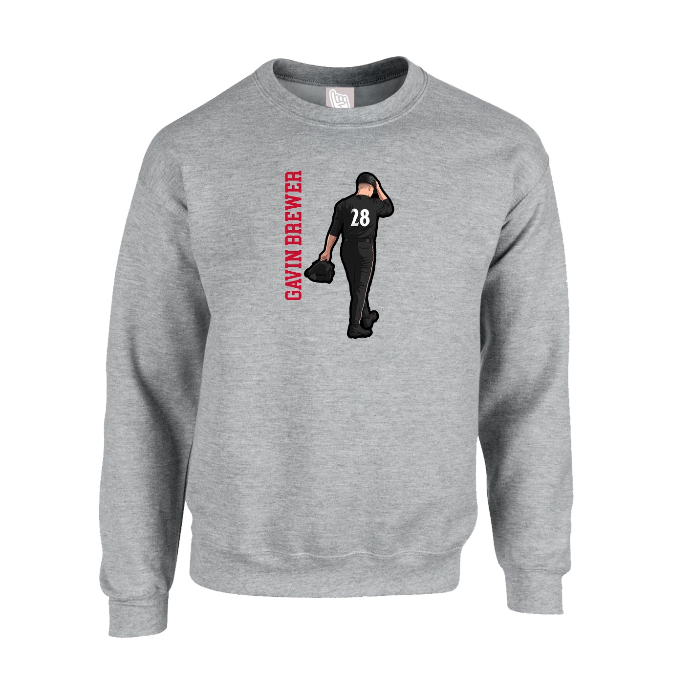 Fleece Crew — Name Vertical in Grey