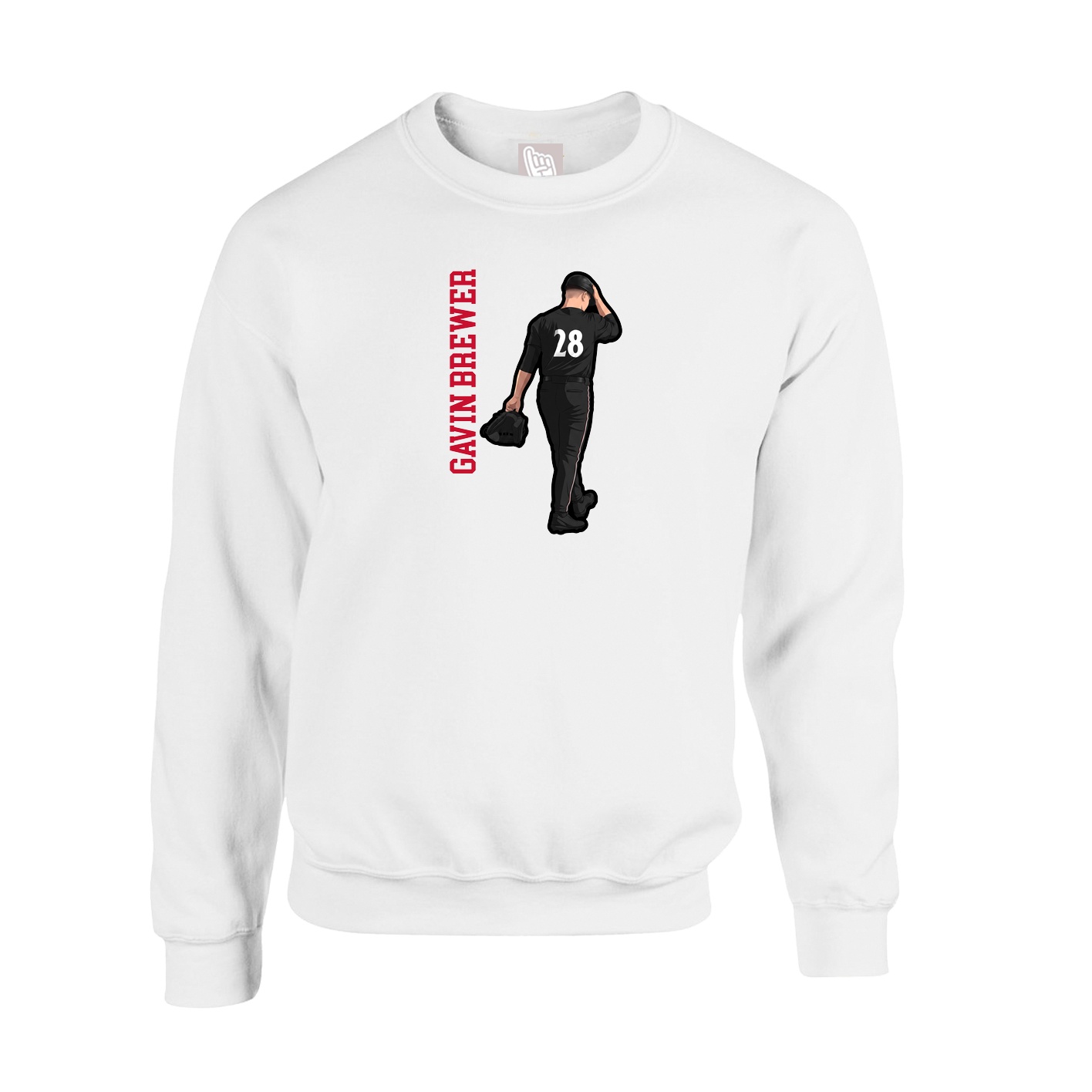 Fleece Crew — Name Vertical in White