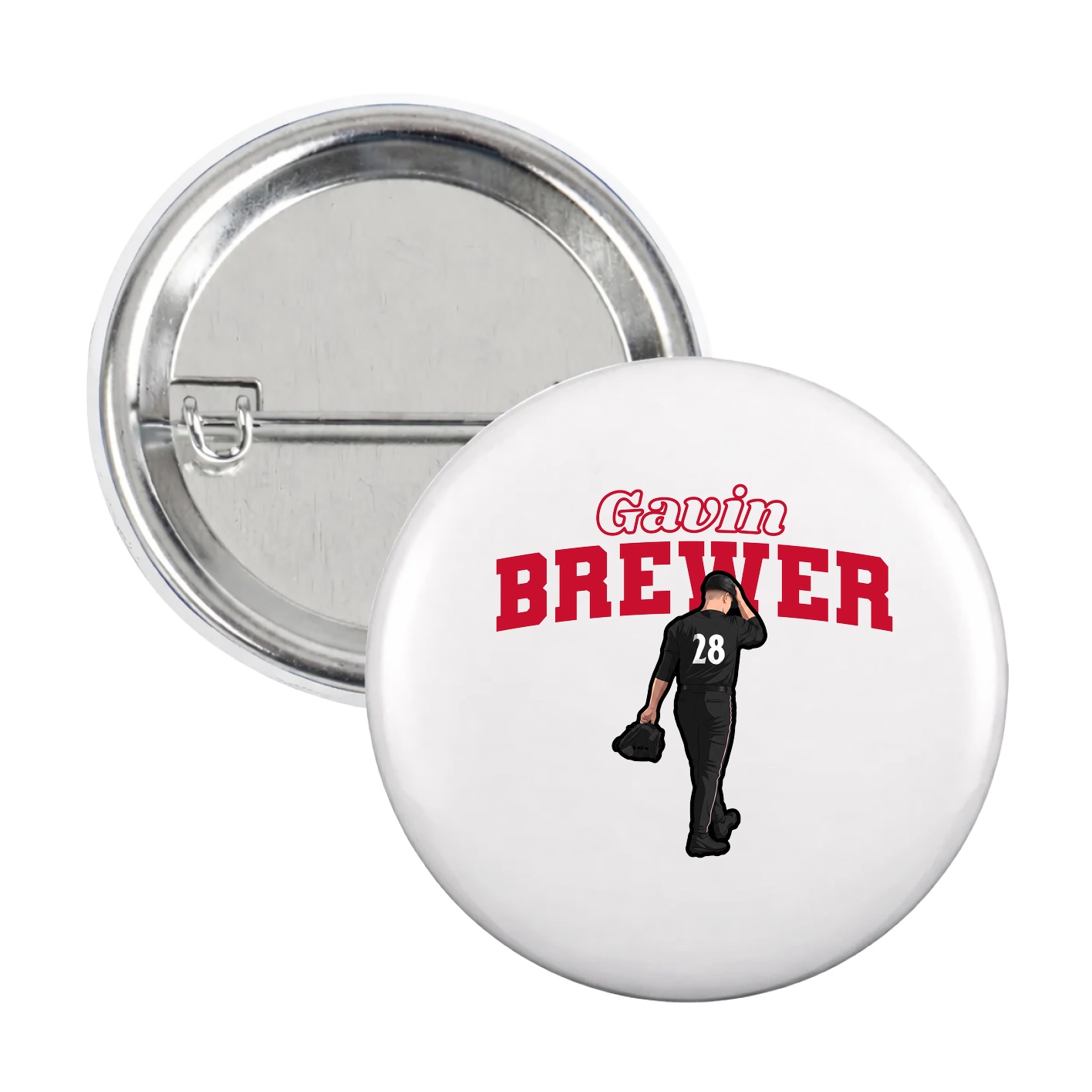 Game Day Button — Name Arch in White