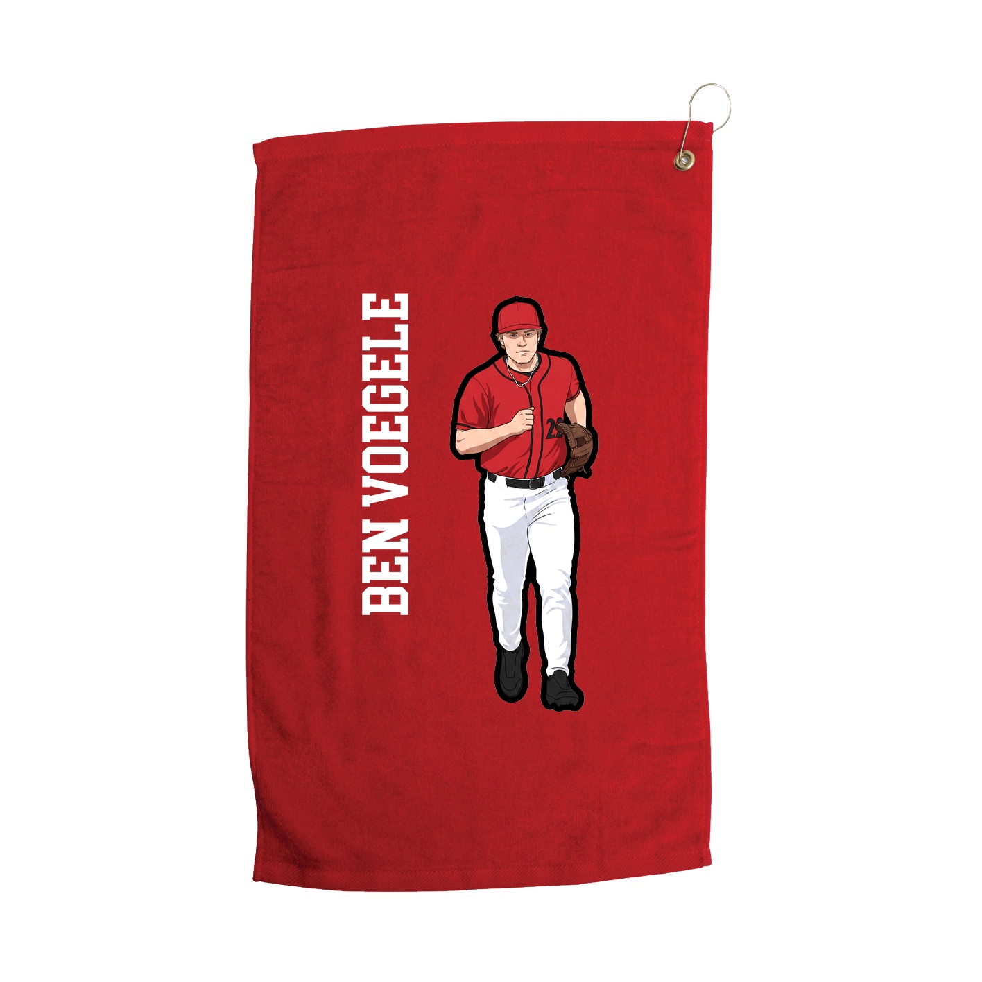 Golf Towel — Name Vertical in Red