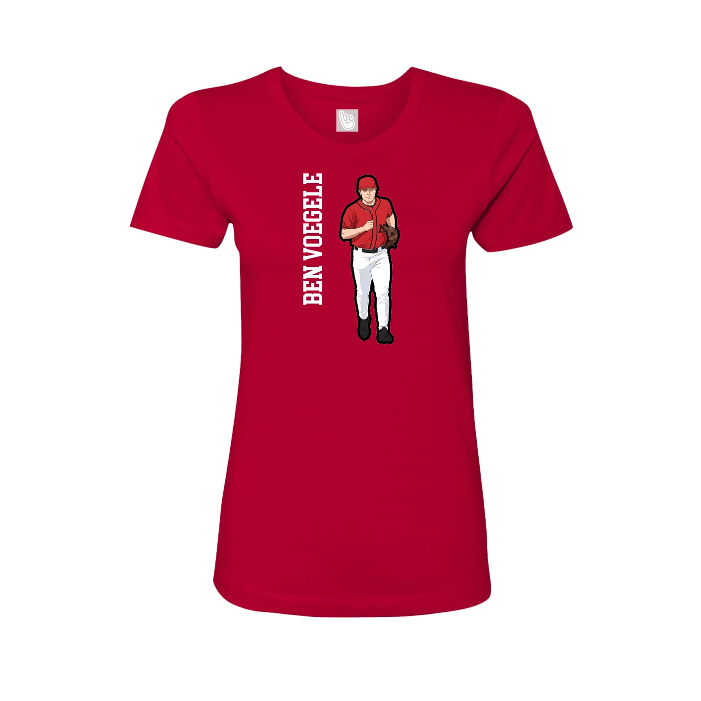 Fitted Women's Tee — Name Vertical in Red