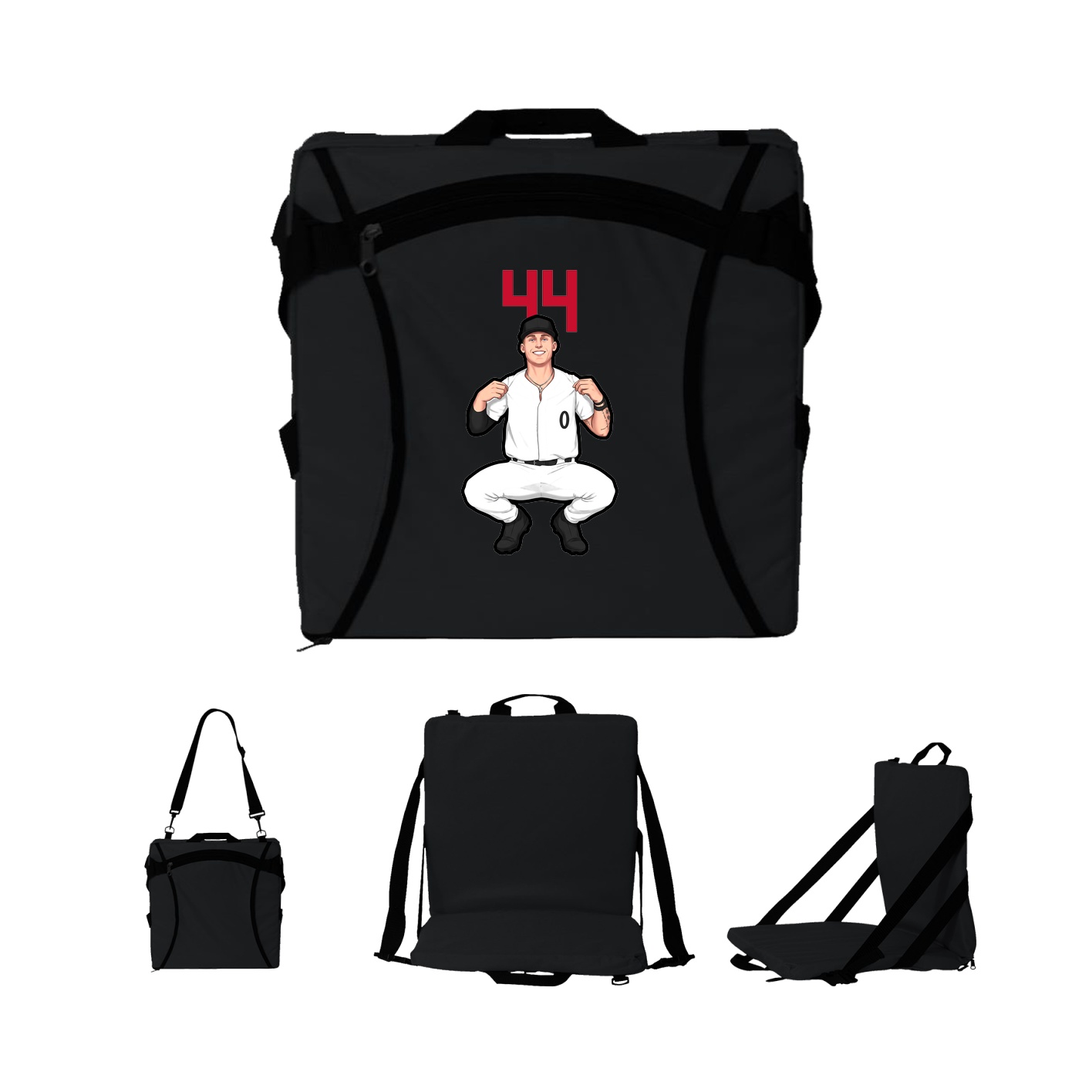 Folding Stadium Seat — Number Top in Black