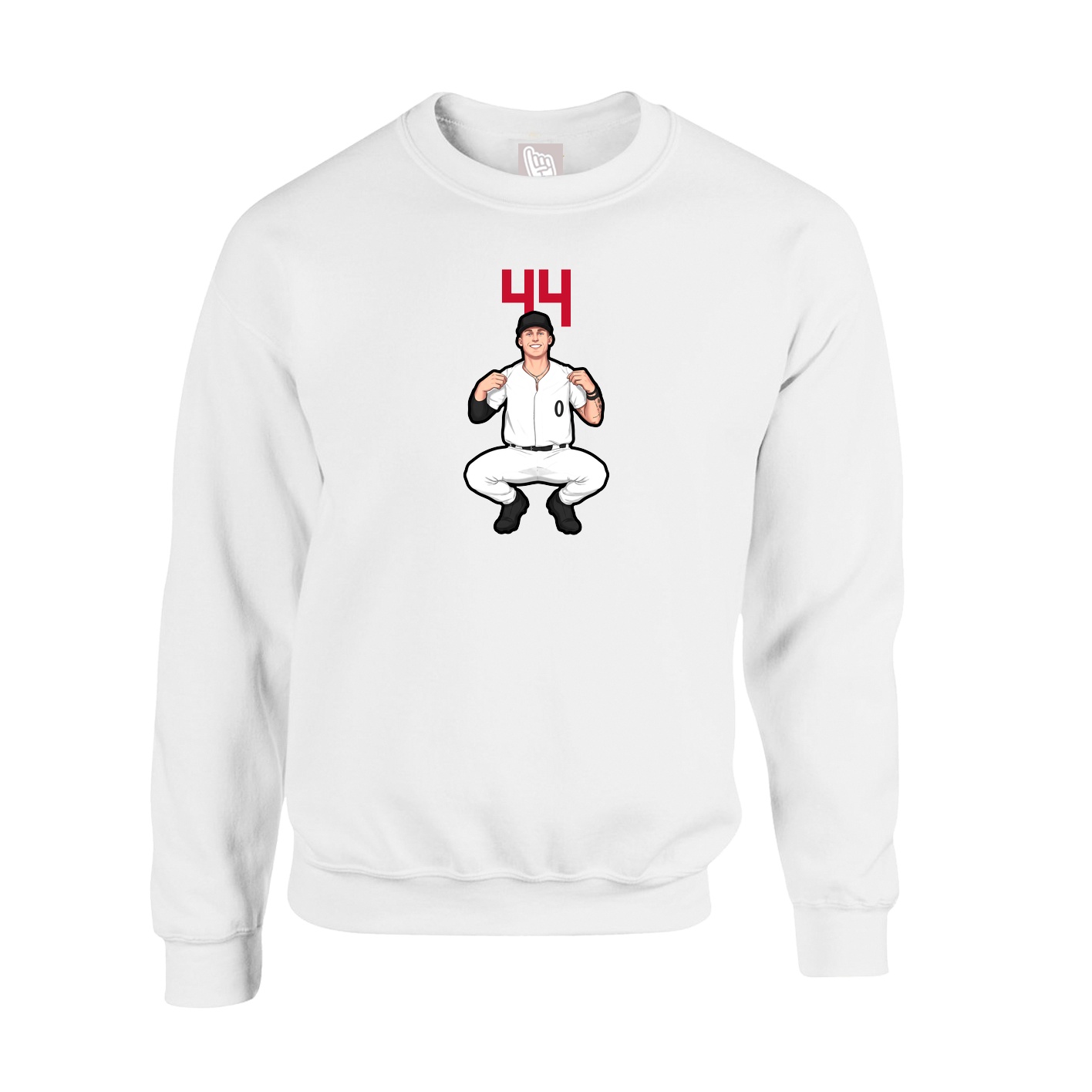 Fleece Crew — Number Top in White