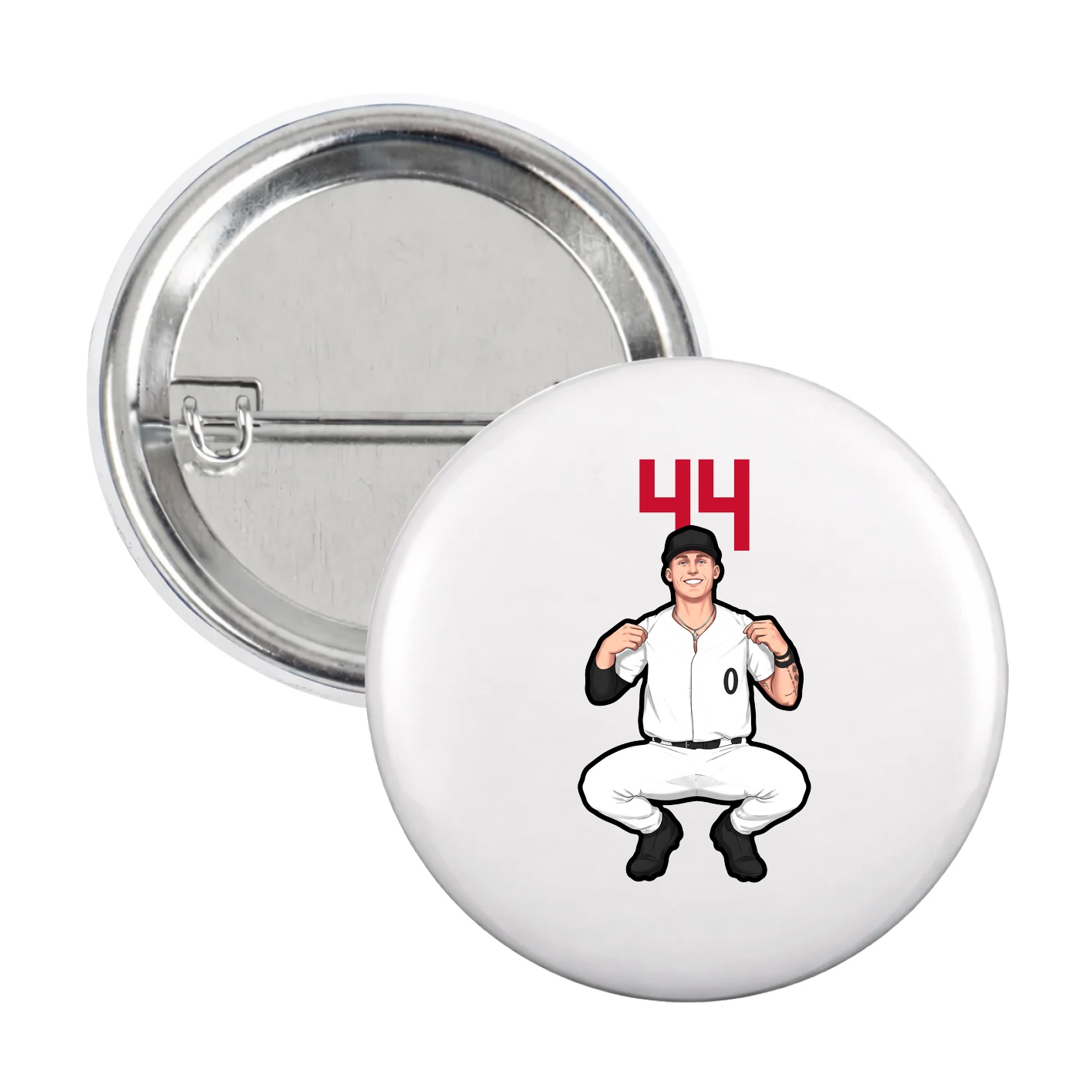 Game Day Button — Number Top in White