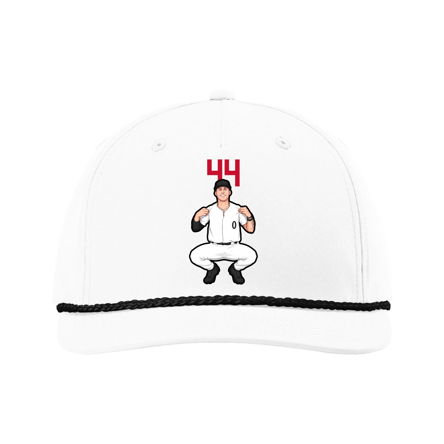 Five-Panel Classic Rope Cap — Number Top in White