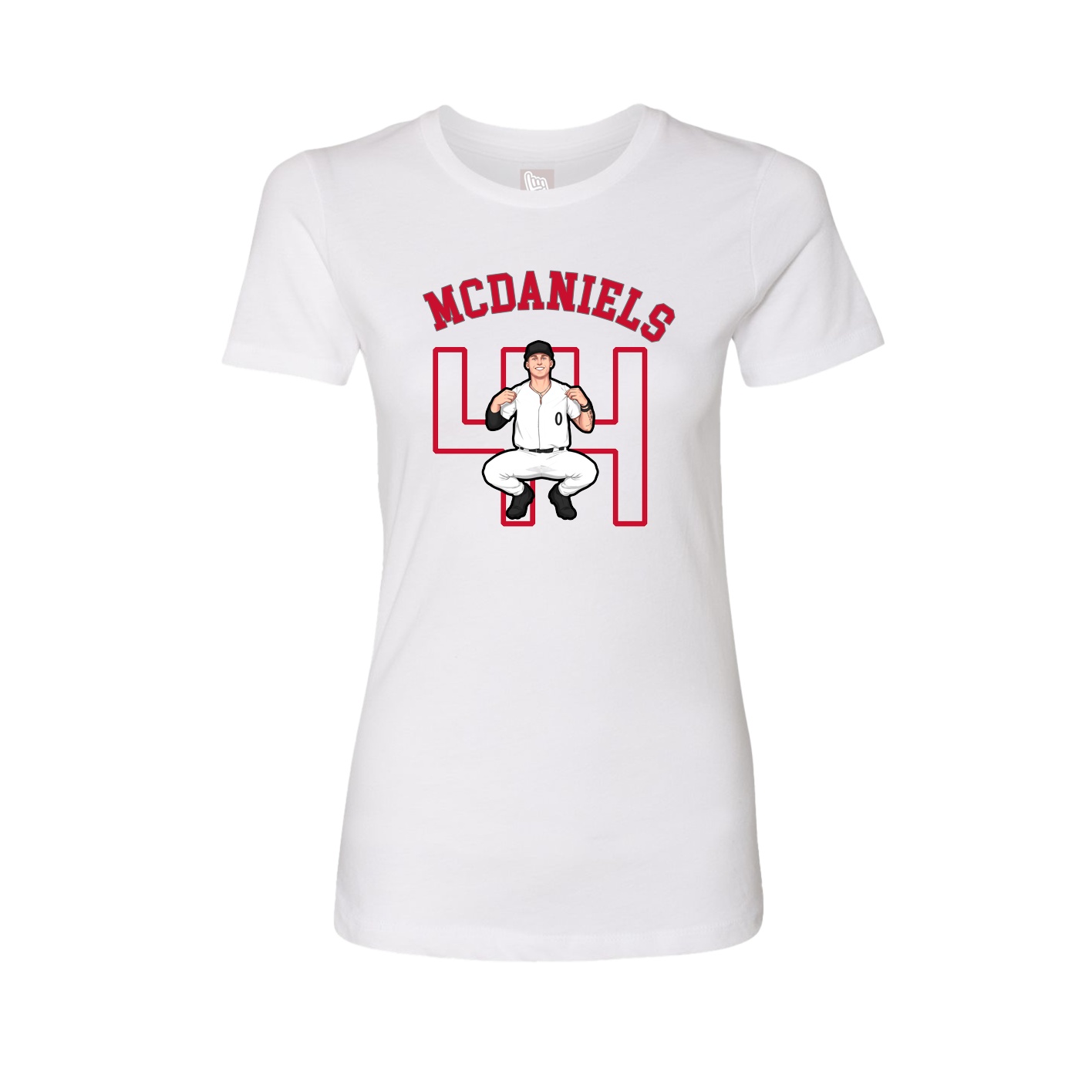 Fitted Women's Tee — Shirsey Arch in White