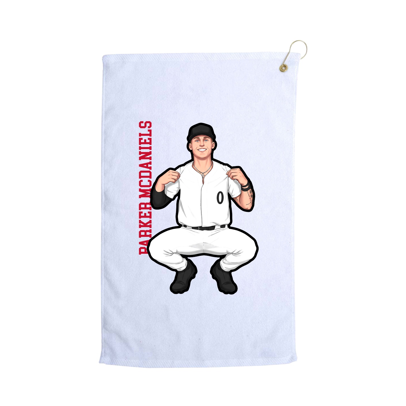 Golf Towel — Name Vertical in White