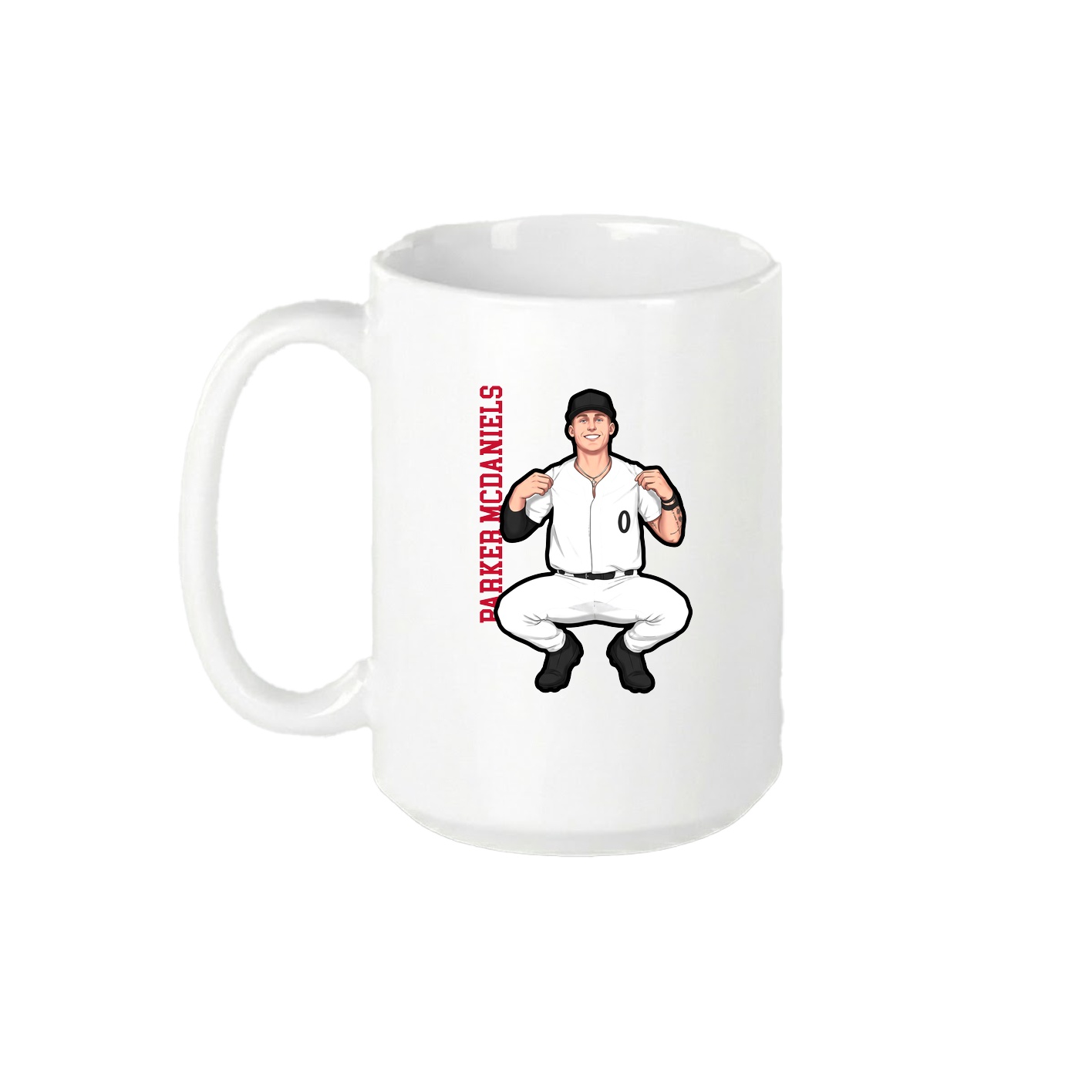 15oz Coffee Mug — Name Vertical in White