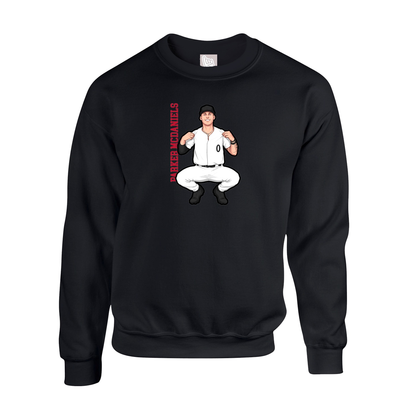 Fleece Crew — Name Vertical in Black