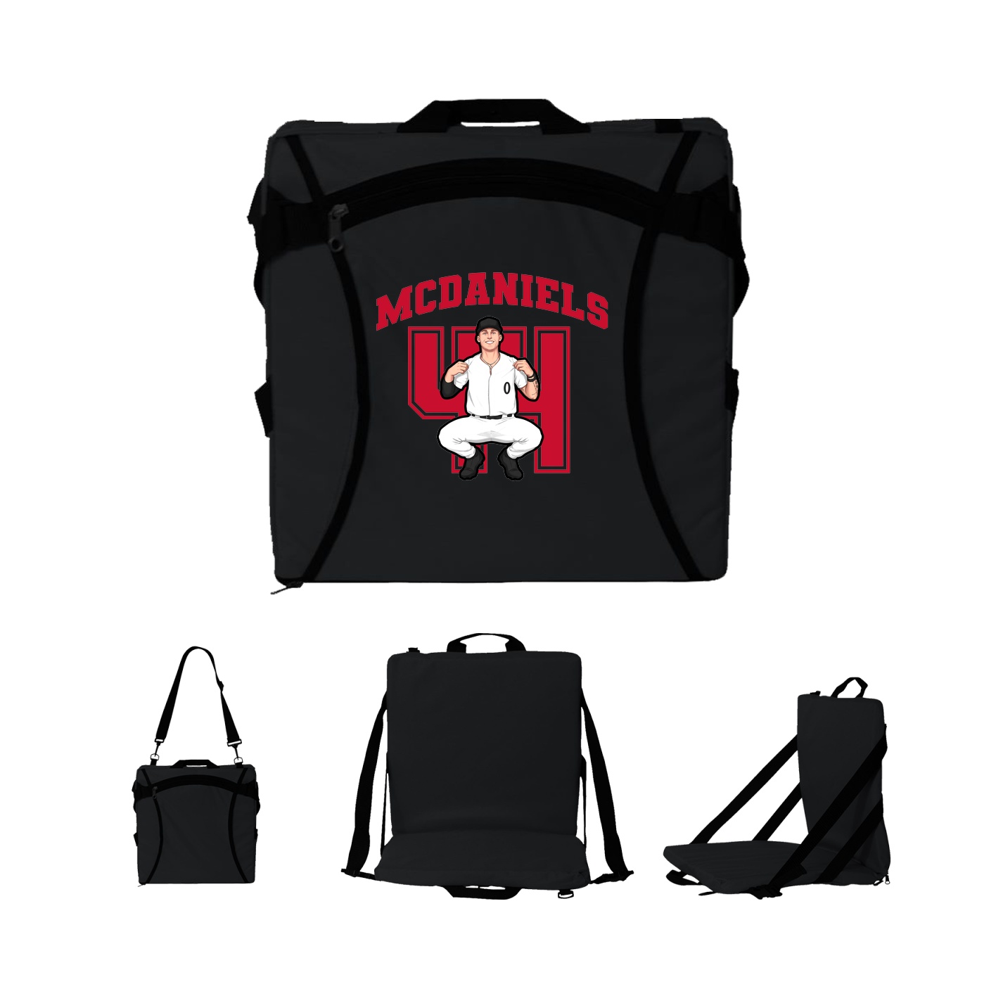 Folding Stadium Seat — Number in Black