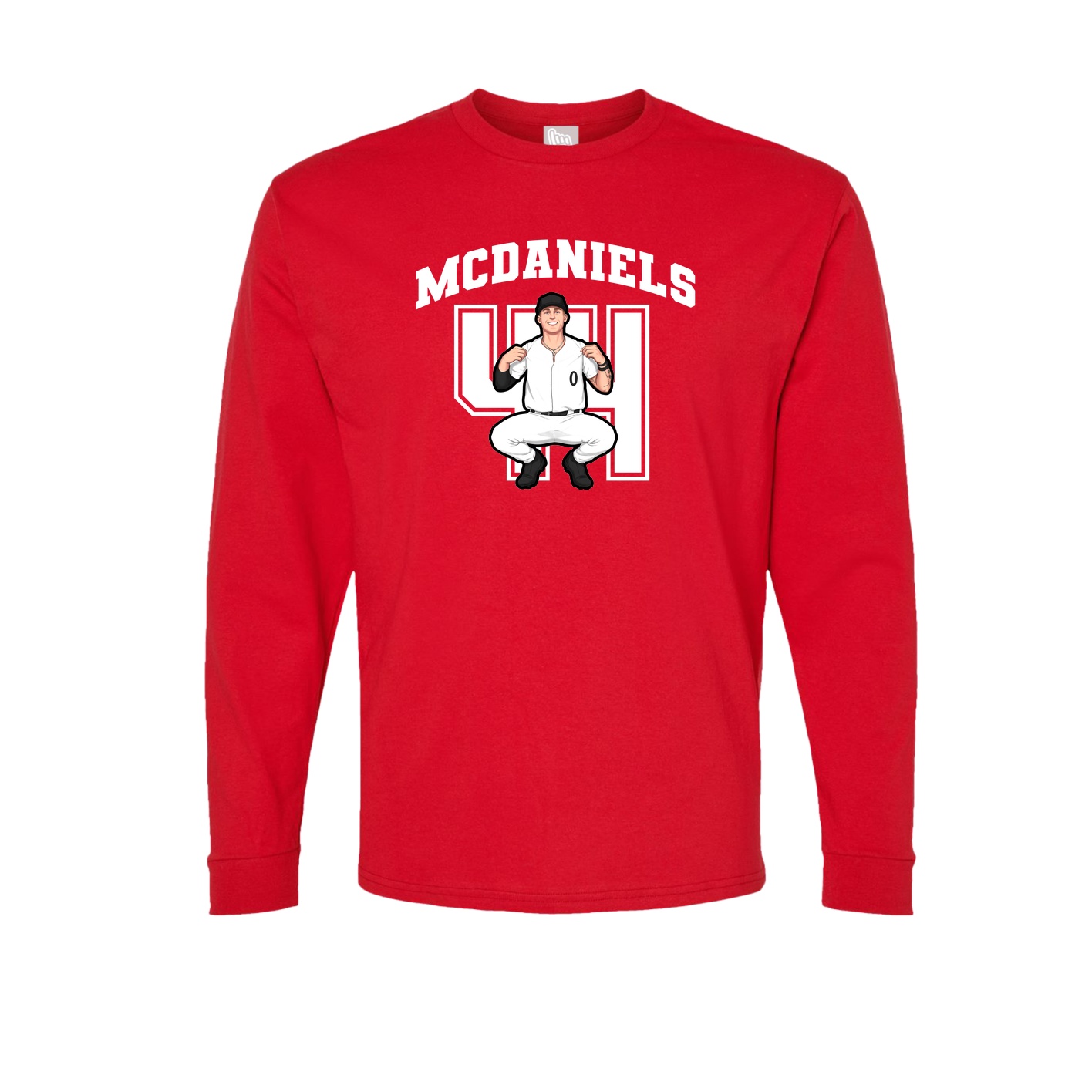 Long Sleeve Tee — Number in Red