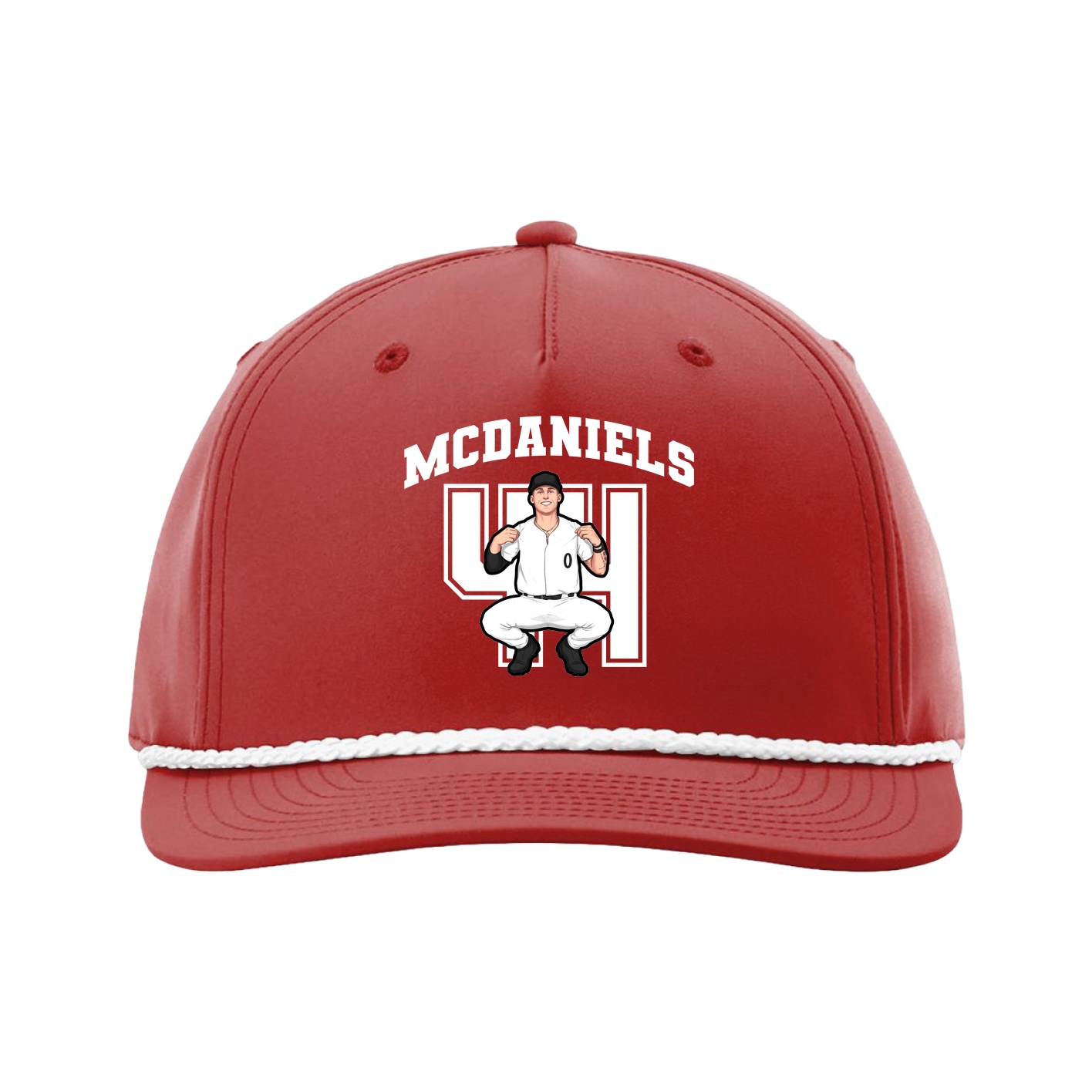 Five-Panel Classic Rope Cap — Number in Red