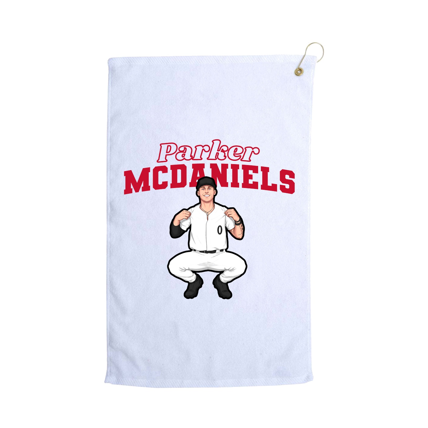 Golf Towel — Name Arch in White