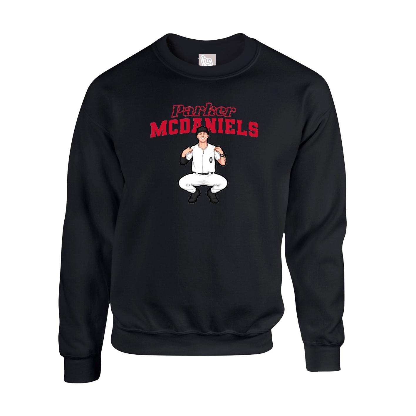 Fleece Crew — Name Arch in Black