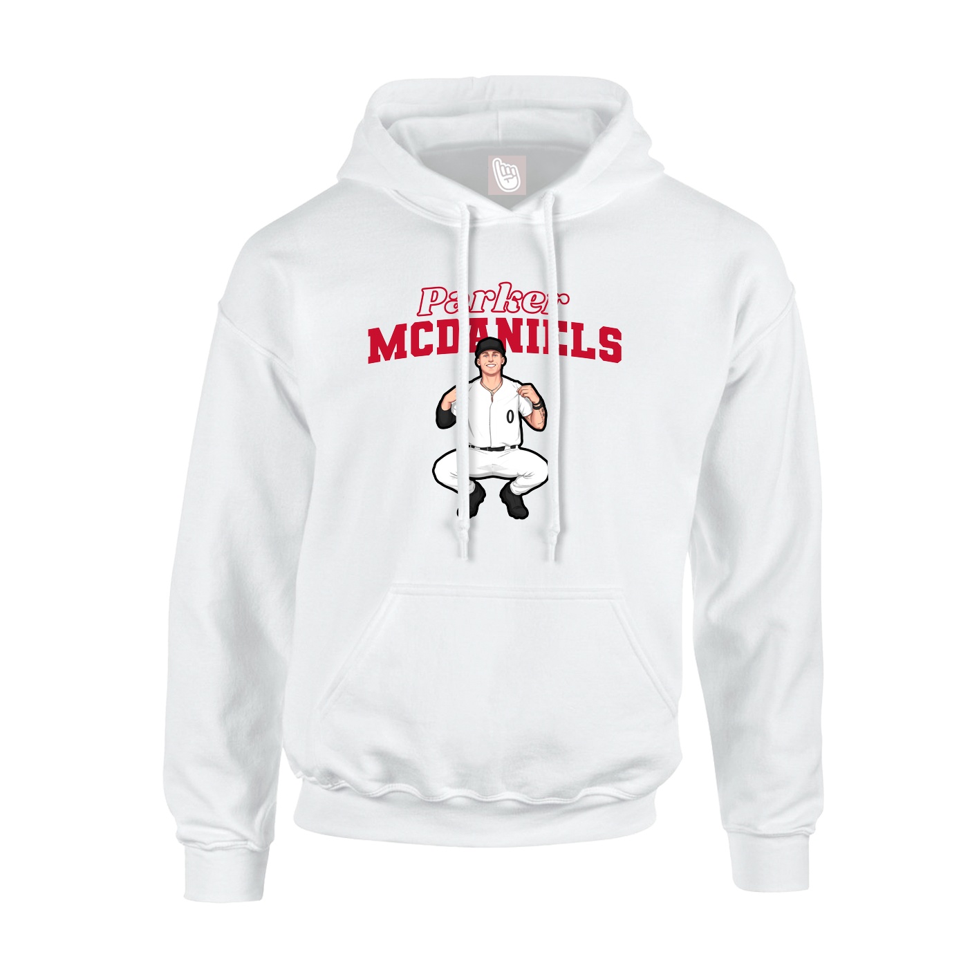 Youth Hoodie — Name Arch in White