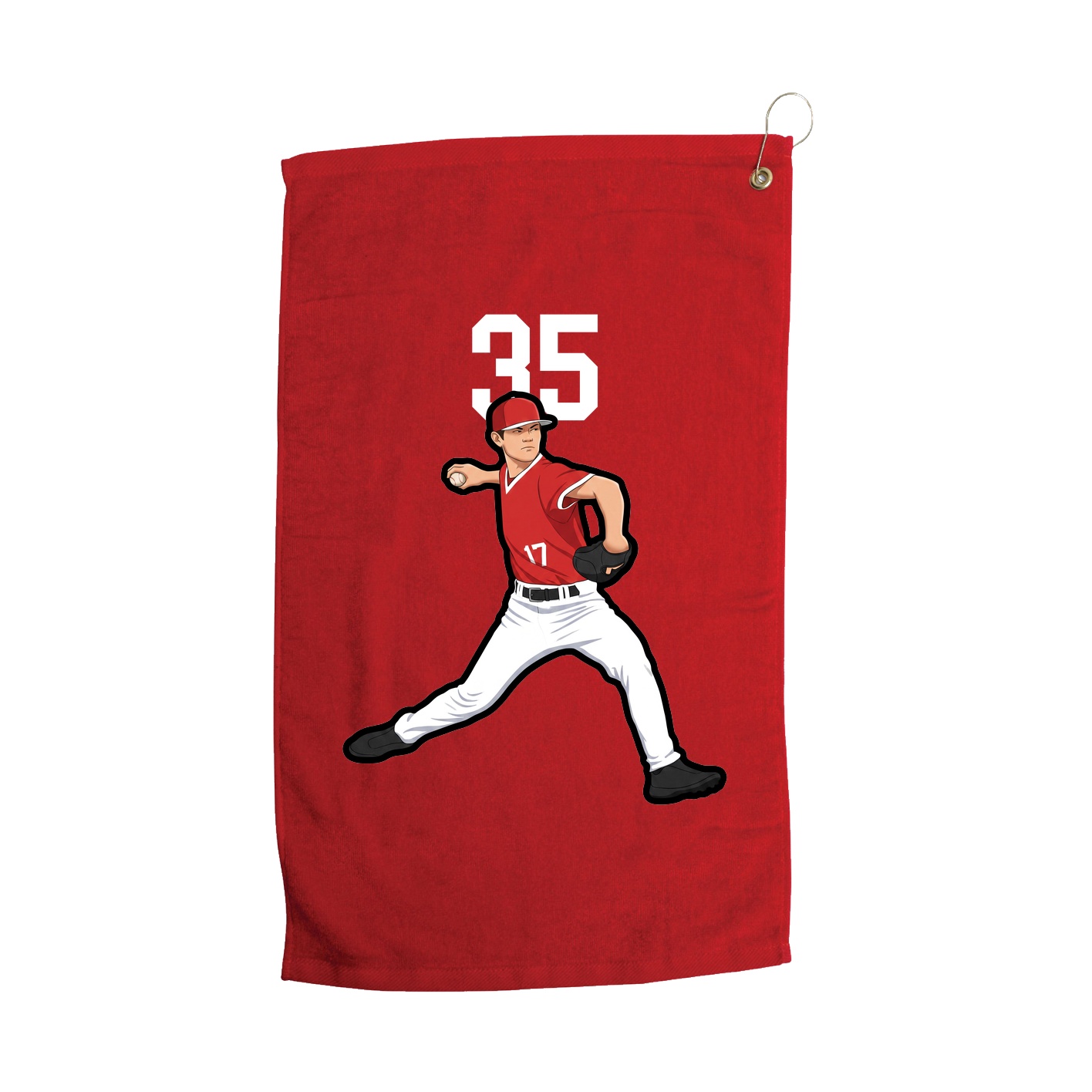 Golf Towel — Number Top in Red