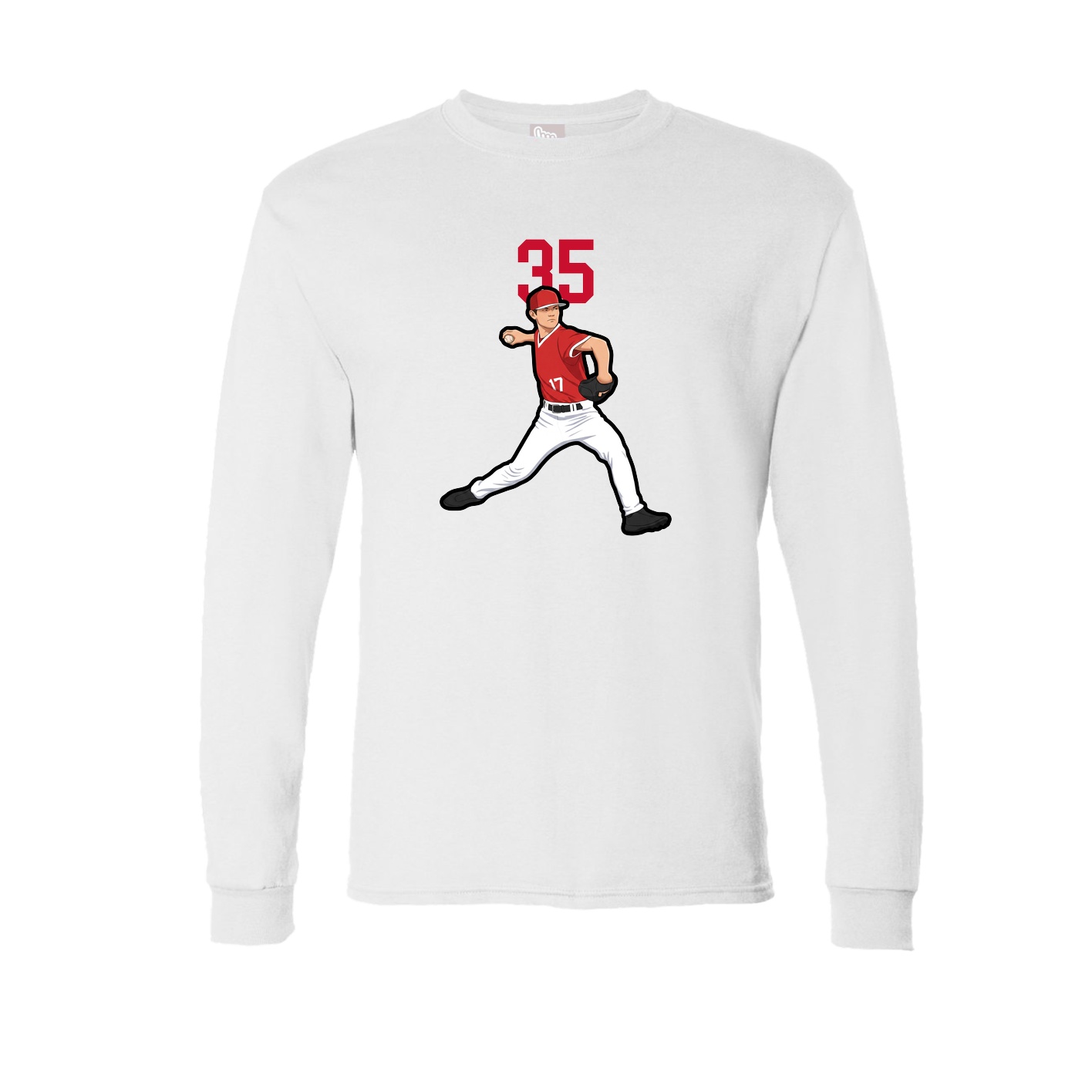 Long Sleeve Tee — Number Top in White