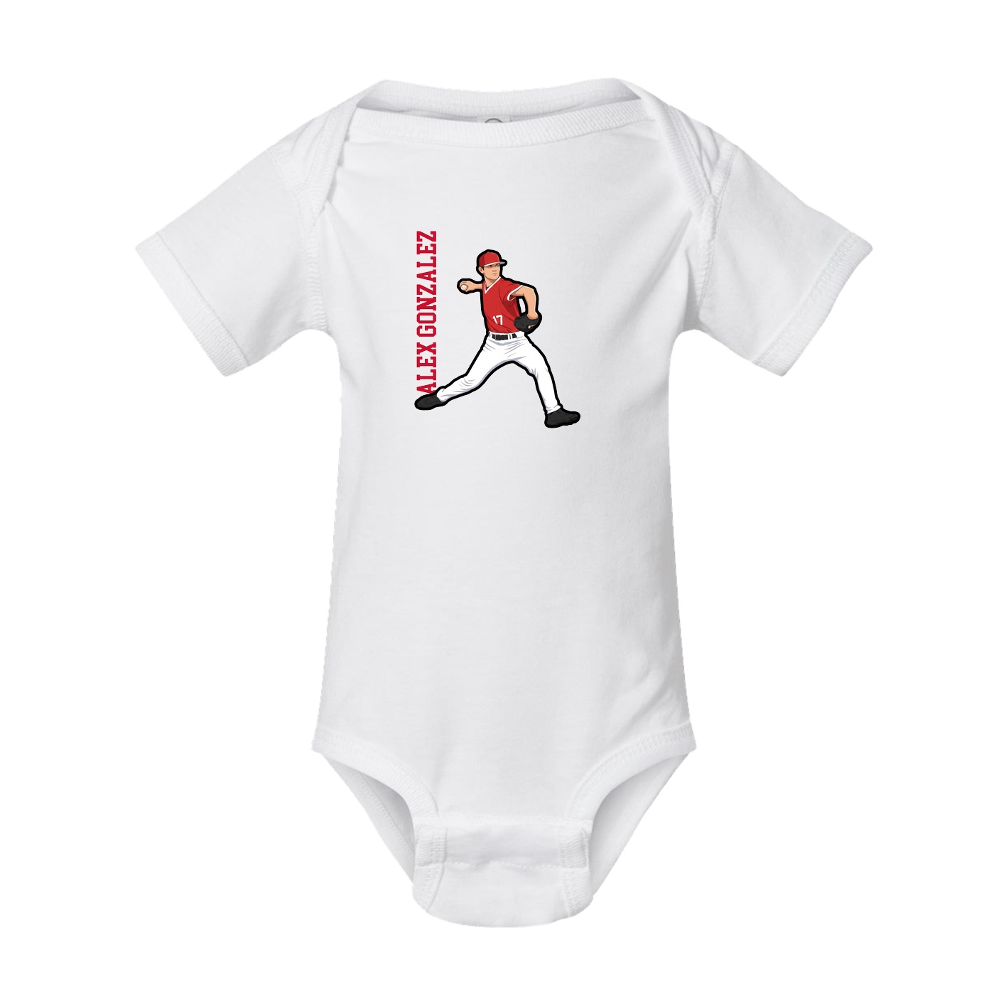 Baby Onesie — Name Vertical in White