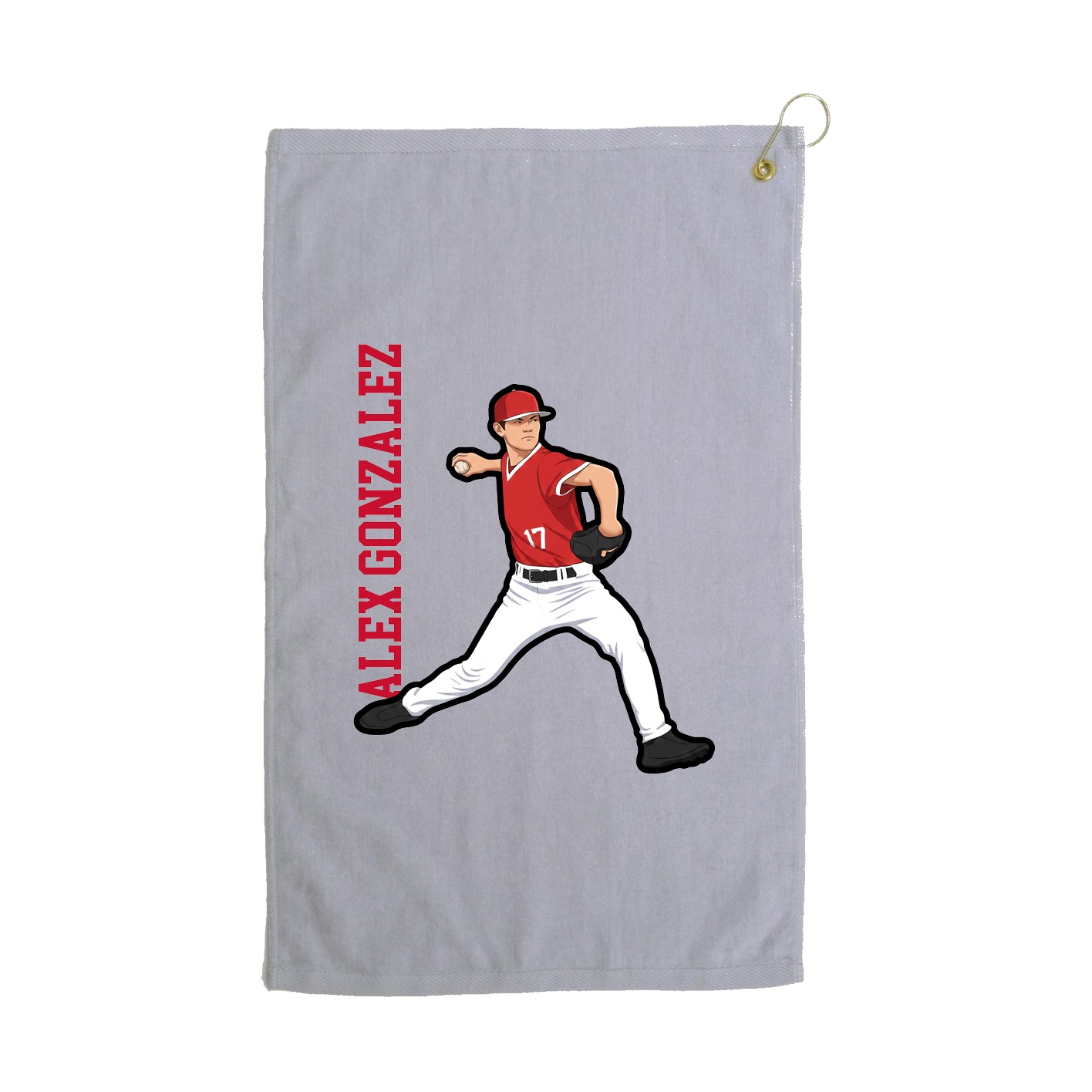 Golf Towel — Name Vertical in Grey