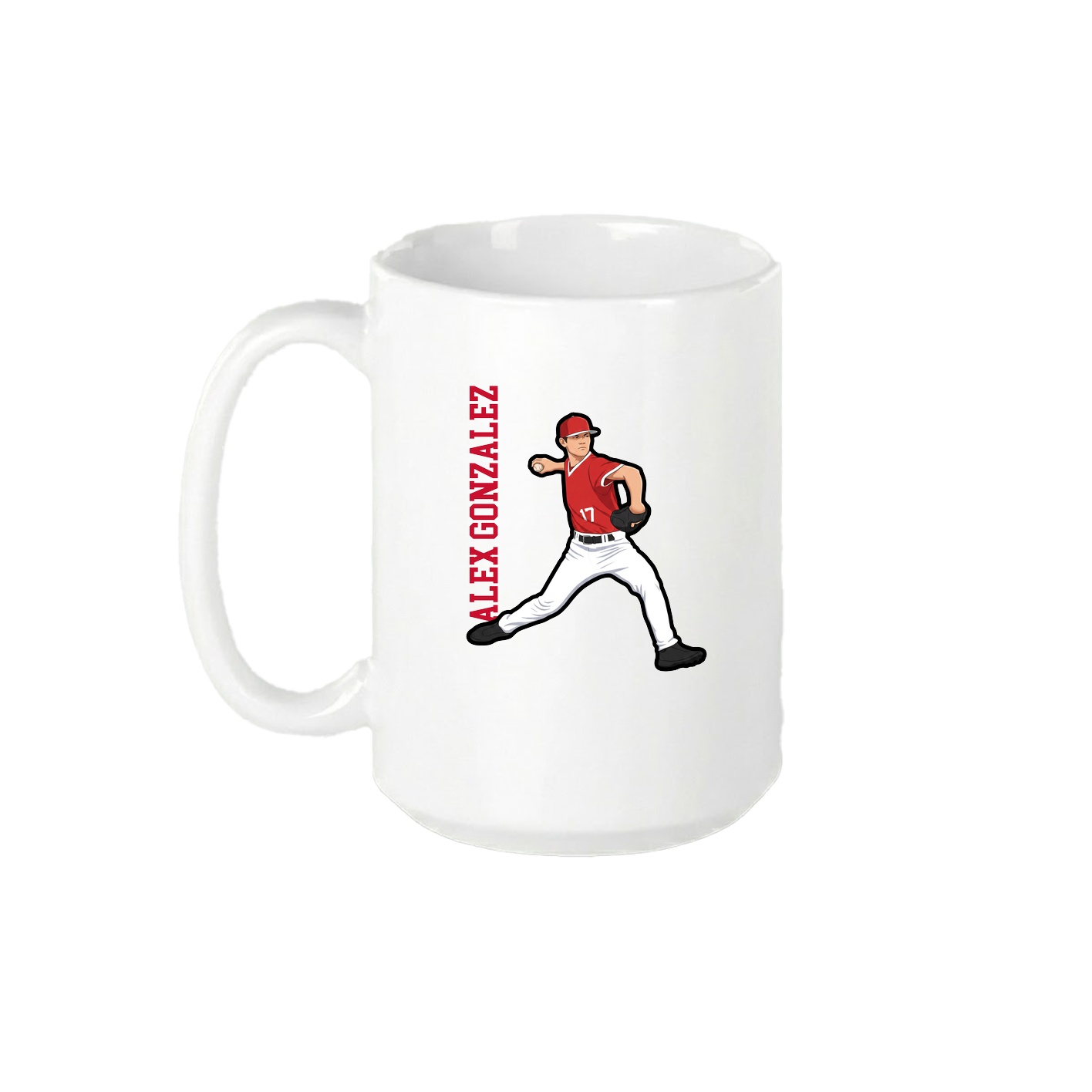 15oz Coffee Mug — Name Vertical in White
