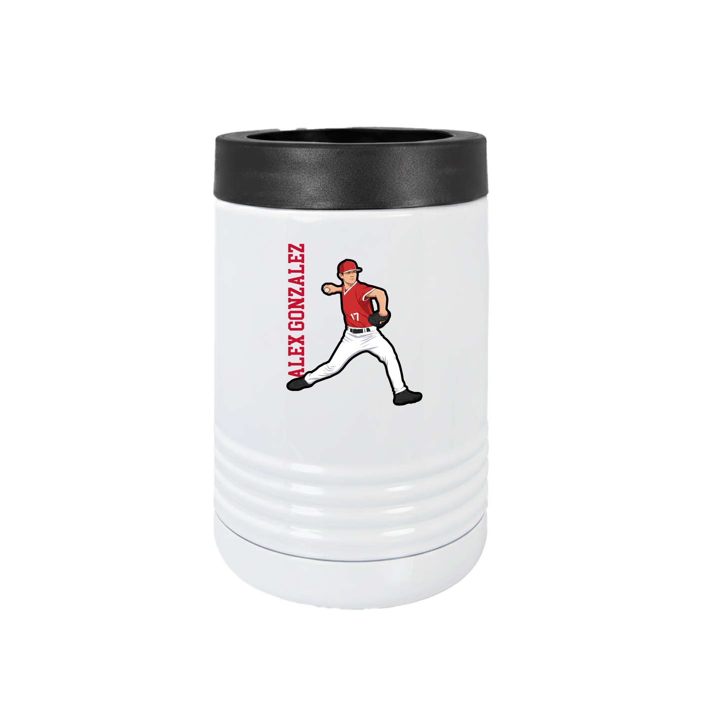 Beverage Holder — Name Vertical in White