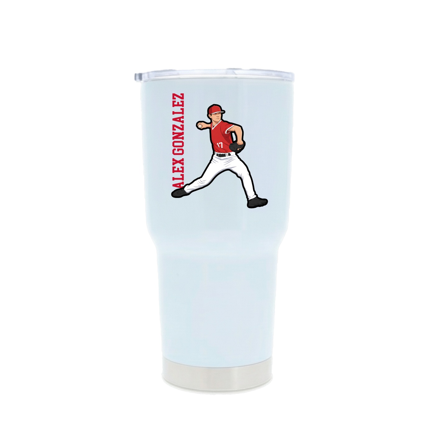 30oz Stainless Steel Tumbler — Name Vertical in White