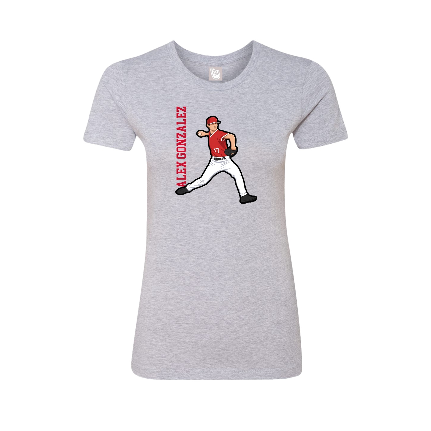 Fitted Women's Tee — Name Vertical in Grey