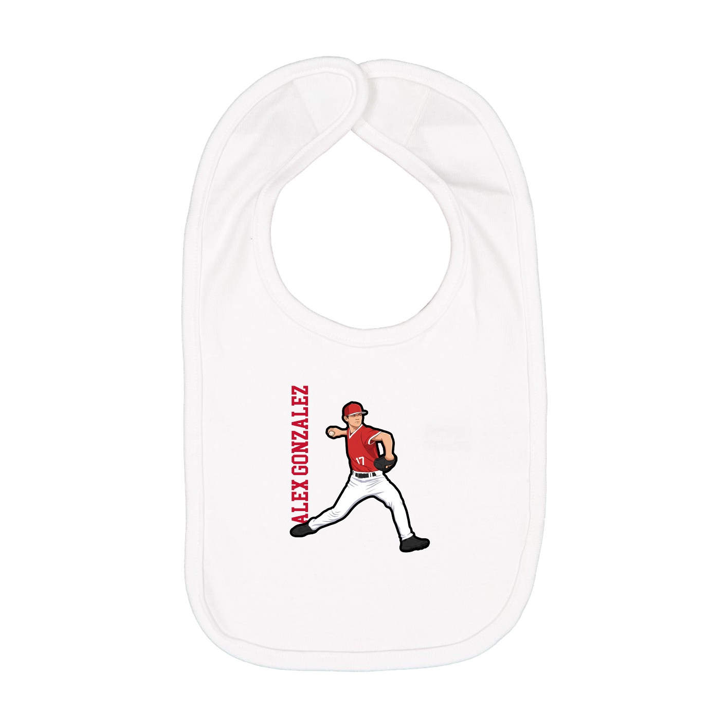 Infant Bib — Name Vertical in White