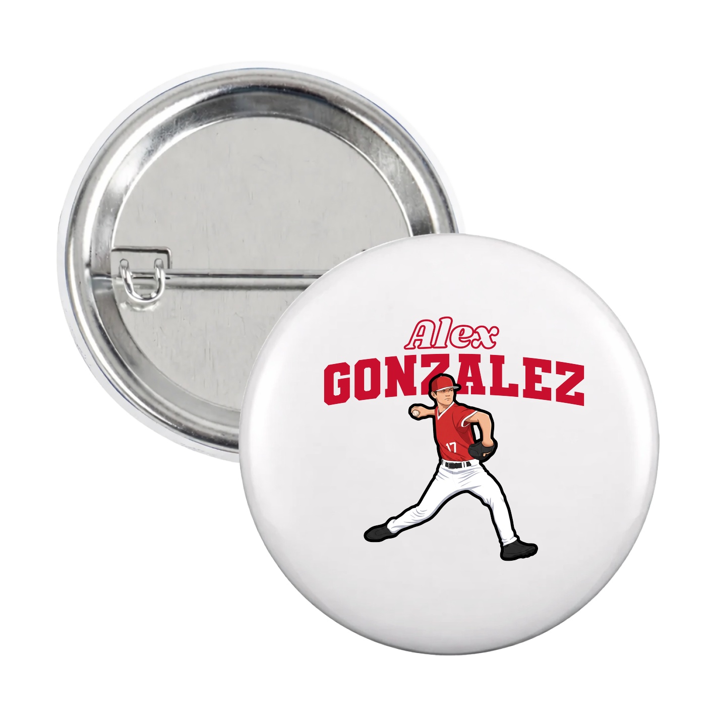 Game Day Button — Name Arch in White