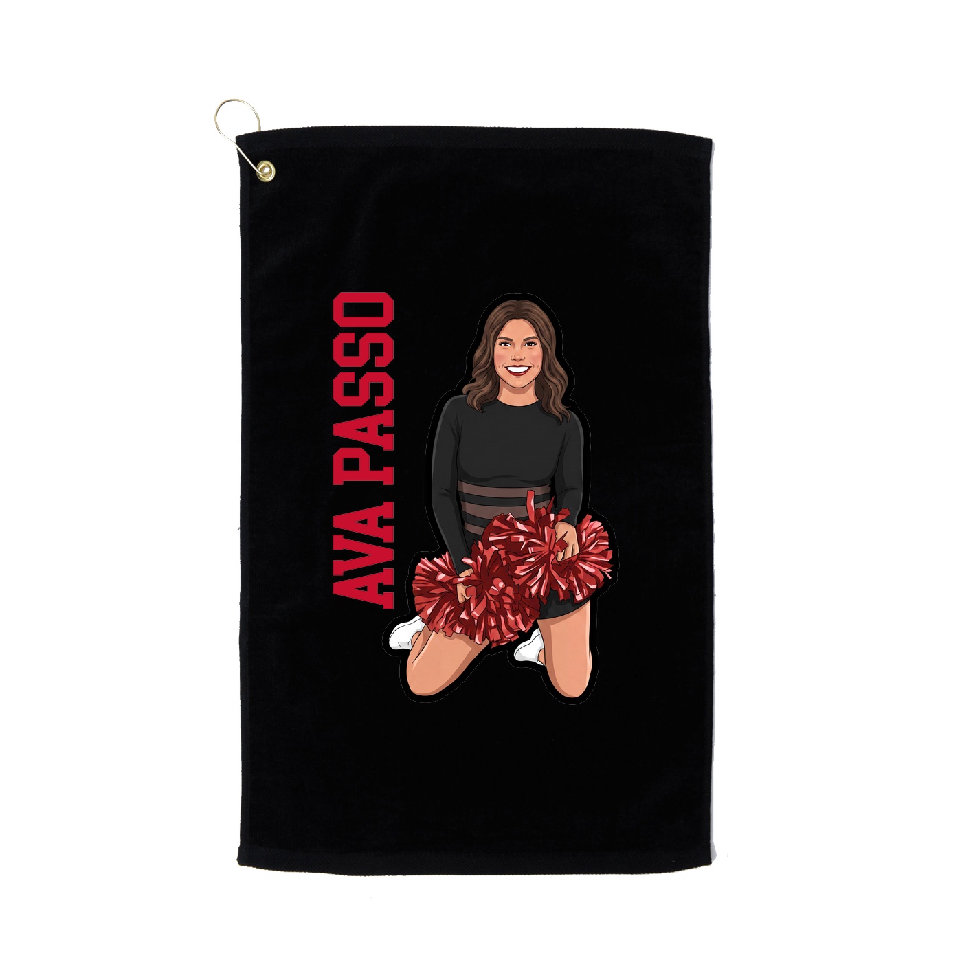 Golf Towel — Name Vertical in Black