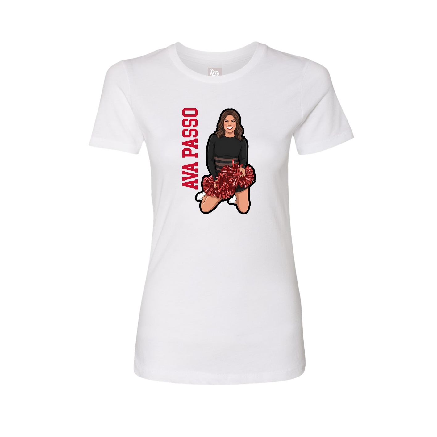 Fitted Women's Tee — Name Vertical in White
