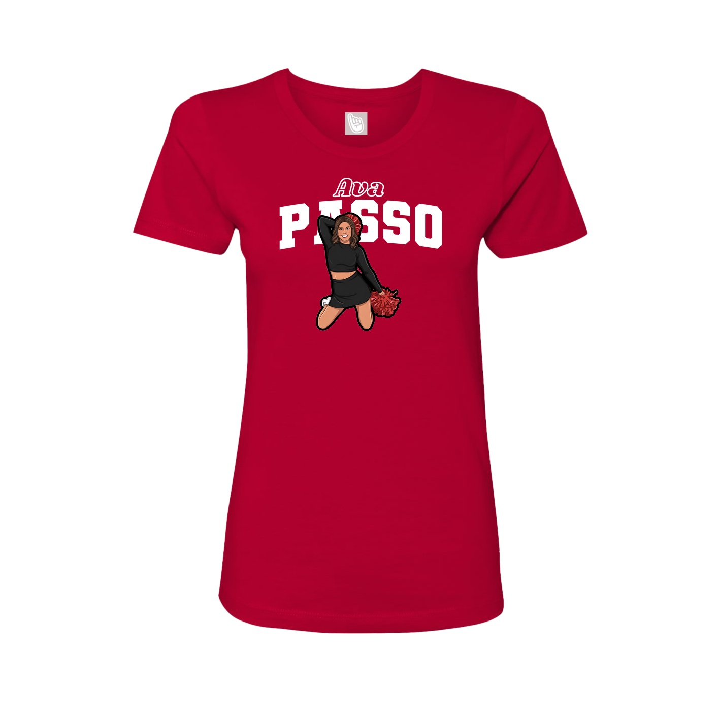 Fitted Women's Tee — Name Arch in Red